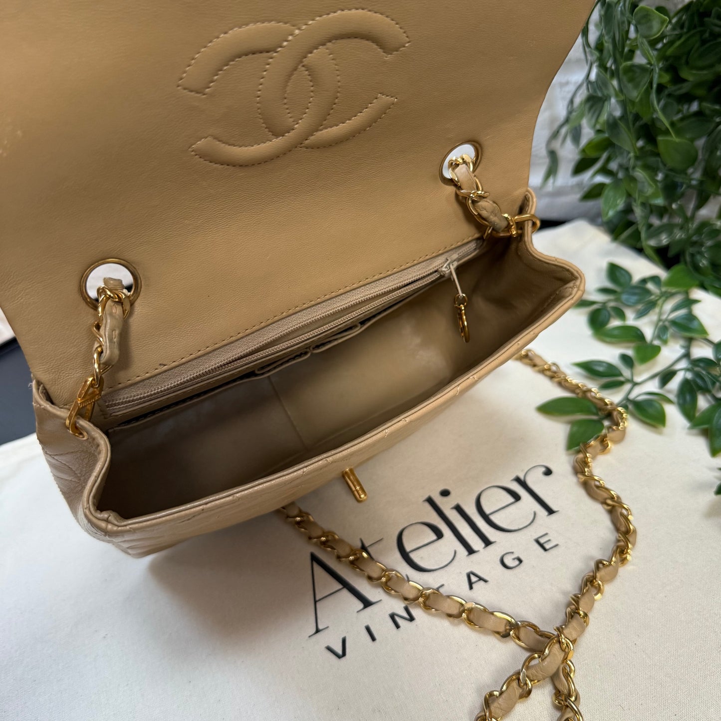 Chanel 1989 Chanel Dark Beige Medium Square