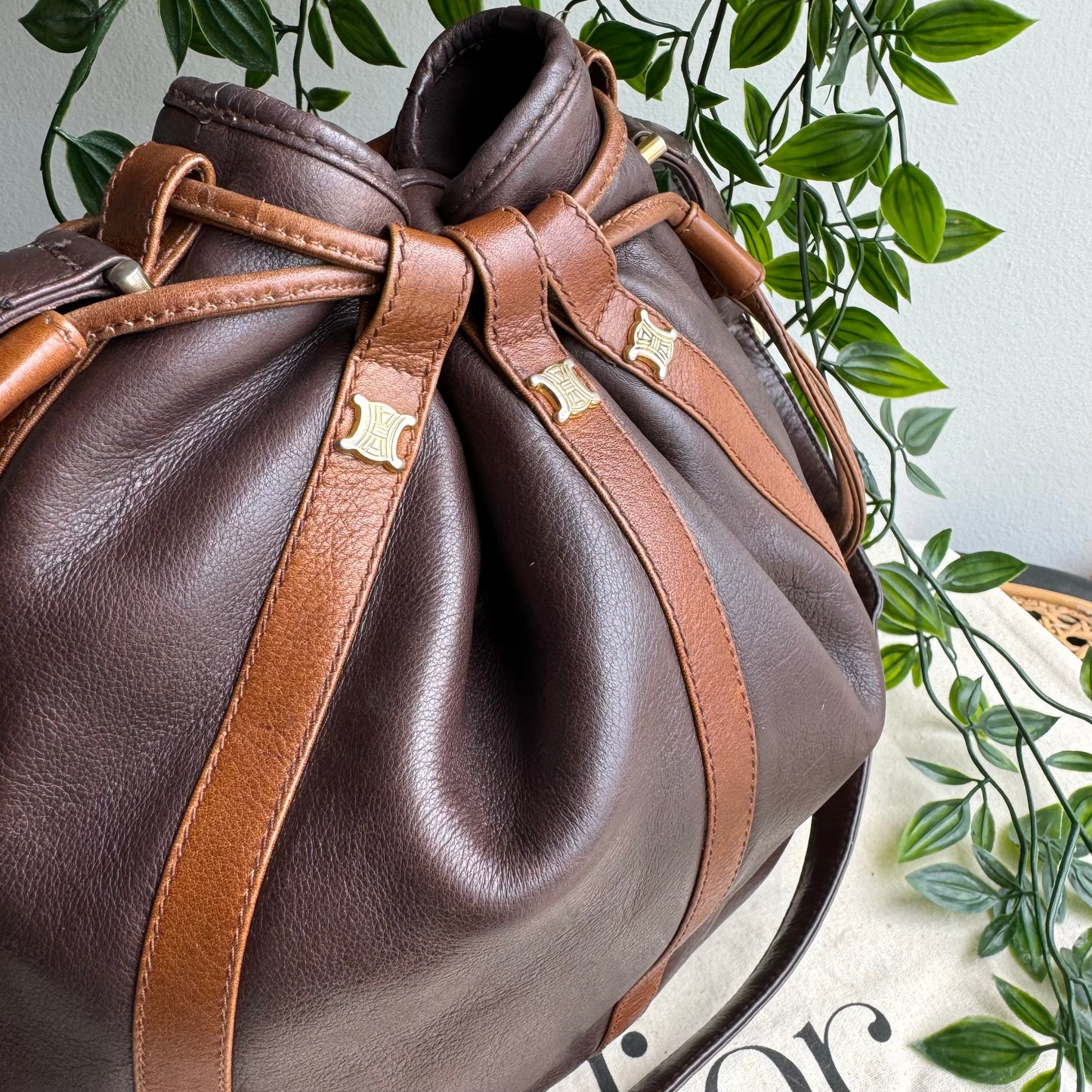Celine 1980s Triomphe Bucket Bag