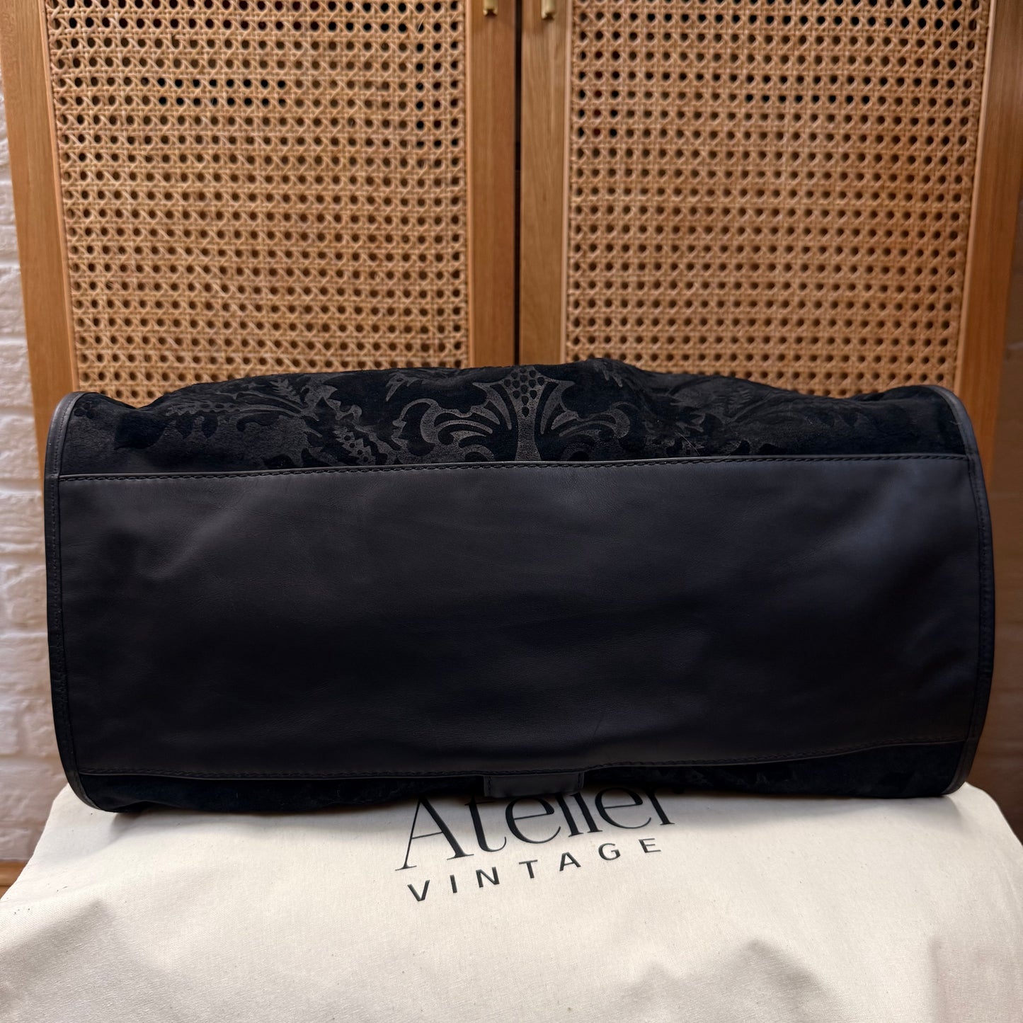 Gucci Suede Brocade Stirrup Tote