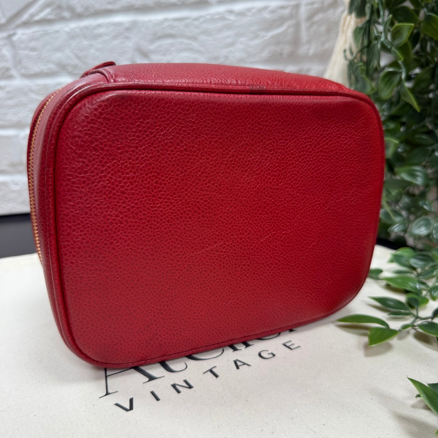 Chanel 1993 Red Caviar Top Handle Vanity