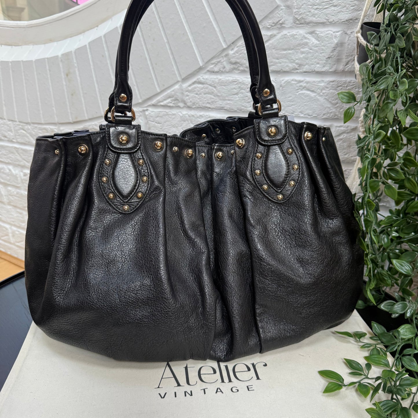 Gucci 1990s Oversized tote with Gold Studs