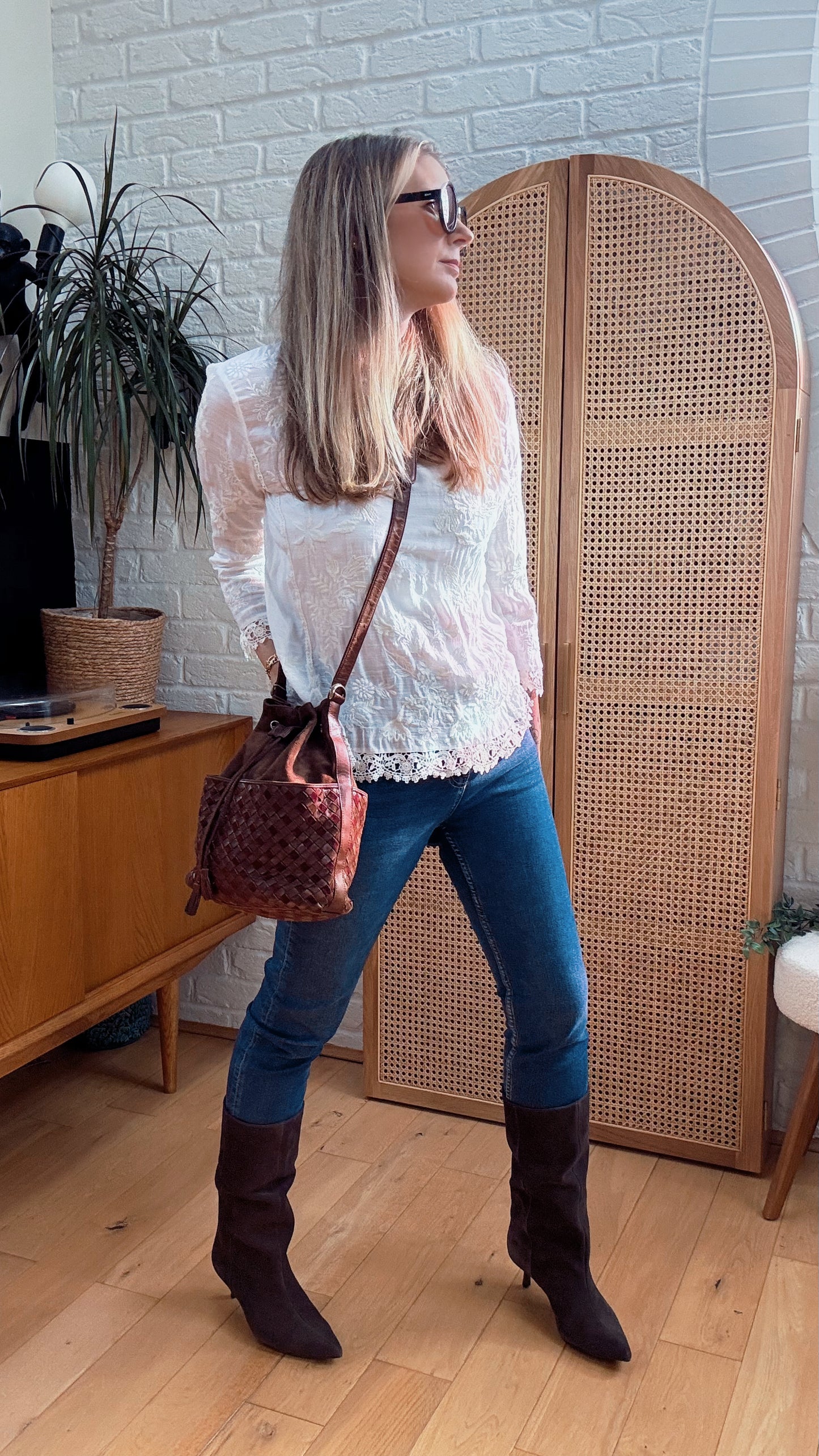 Bottega Veneta 1980s Rare Bi Color Intrecciato Leather Bucket