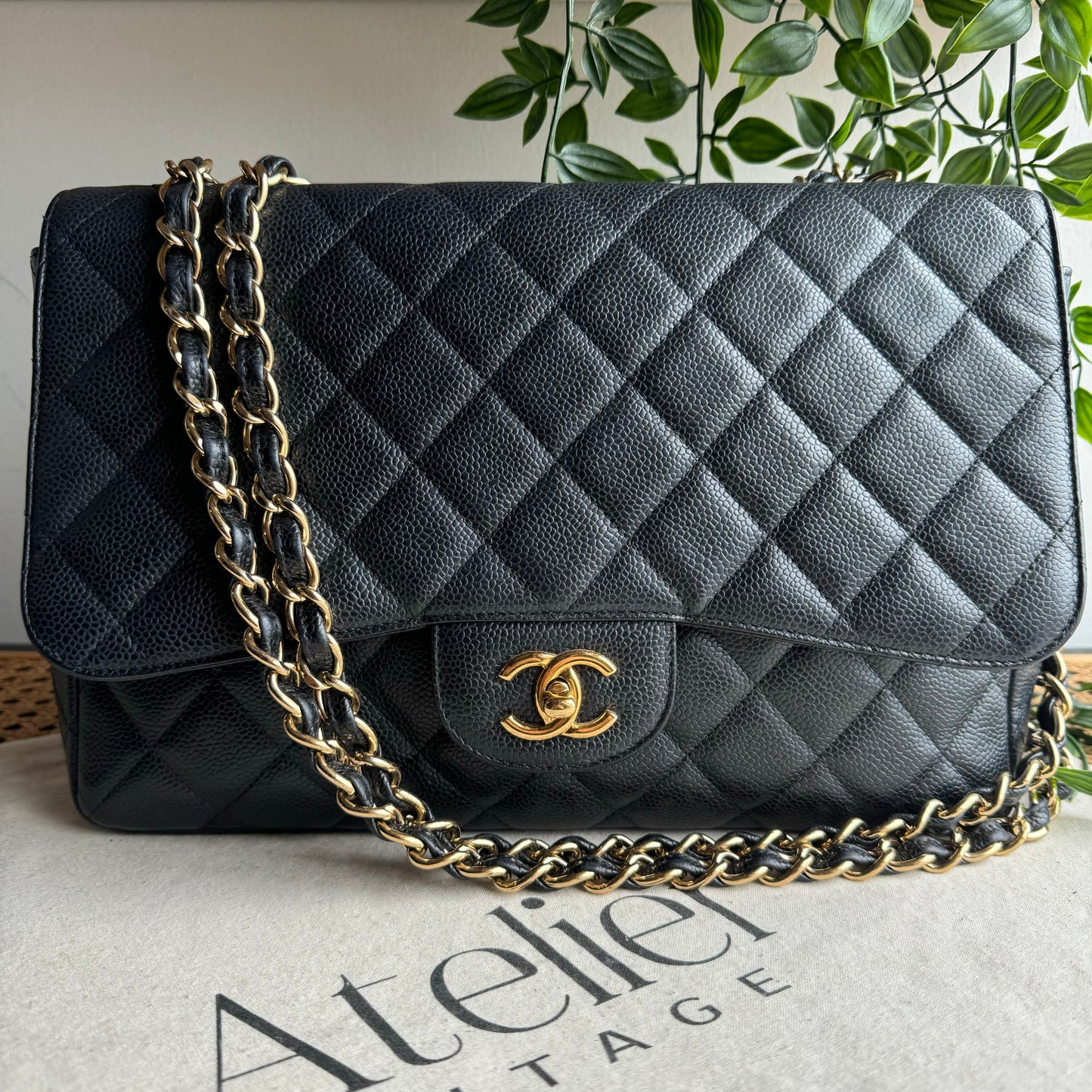 Chanel 2009 Caviar Leather Classic Single Flap Jumbo