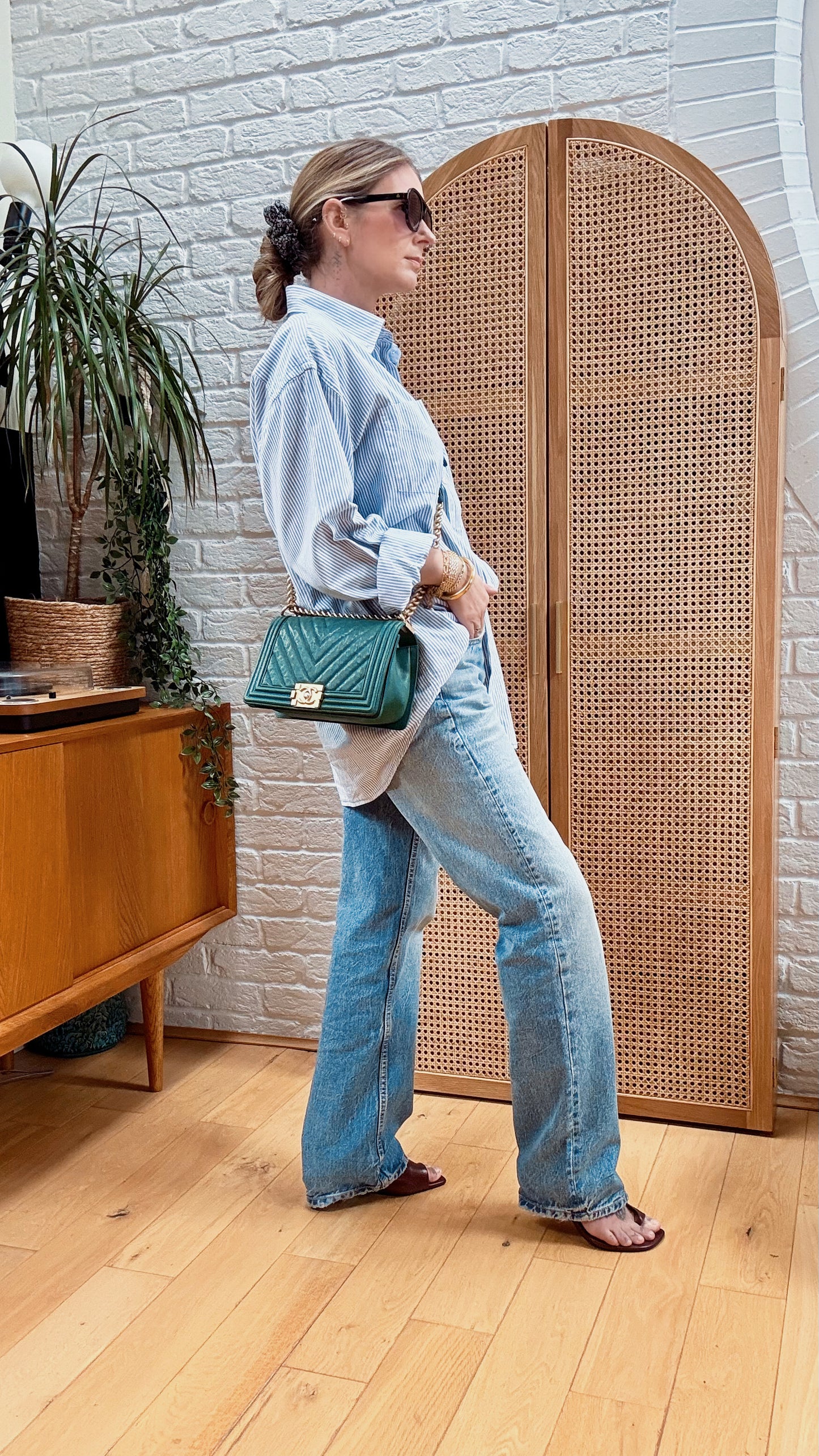 Chanel 2018 Rare Emerald Green Le Boy Caviar Leather Chevron Old Medium