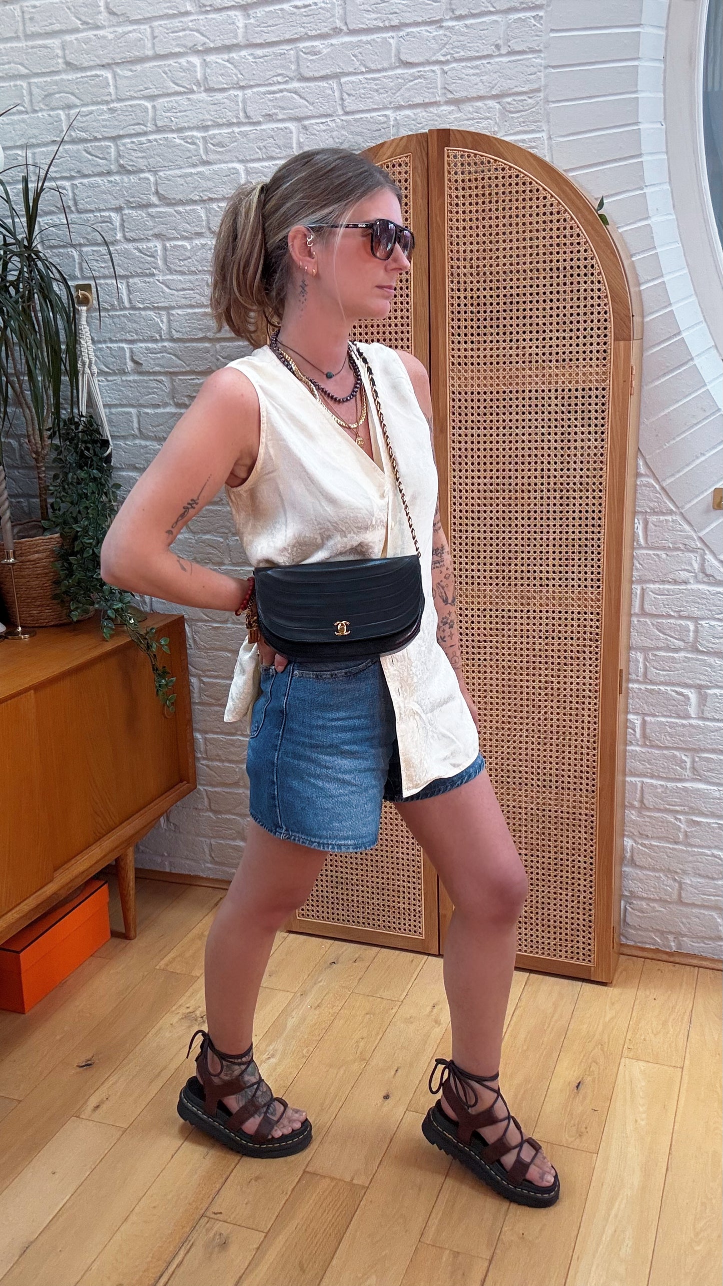 Chanel Early 1980s Quilted Half Moon CC Turnlock Single Flap
