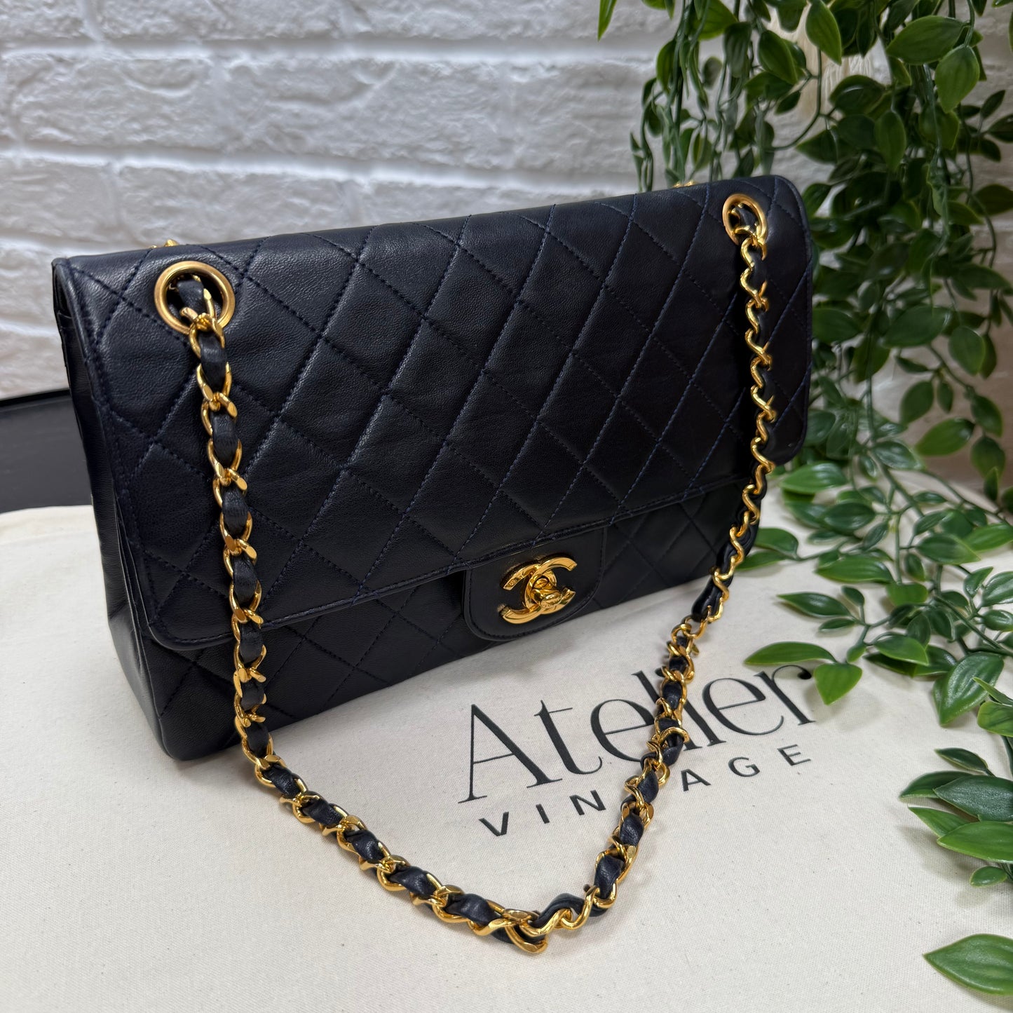 Chanel 1986 Navy Double Flap Medium