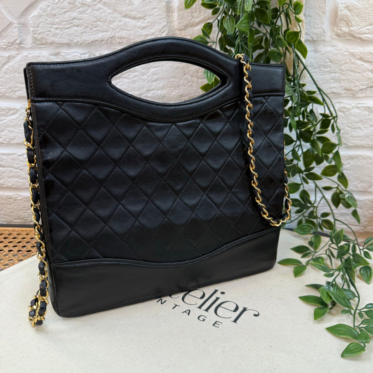 Chanel 1989 Top Handle Two Way Turn Lock Bag