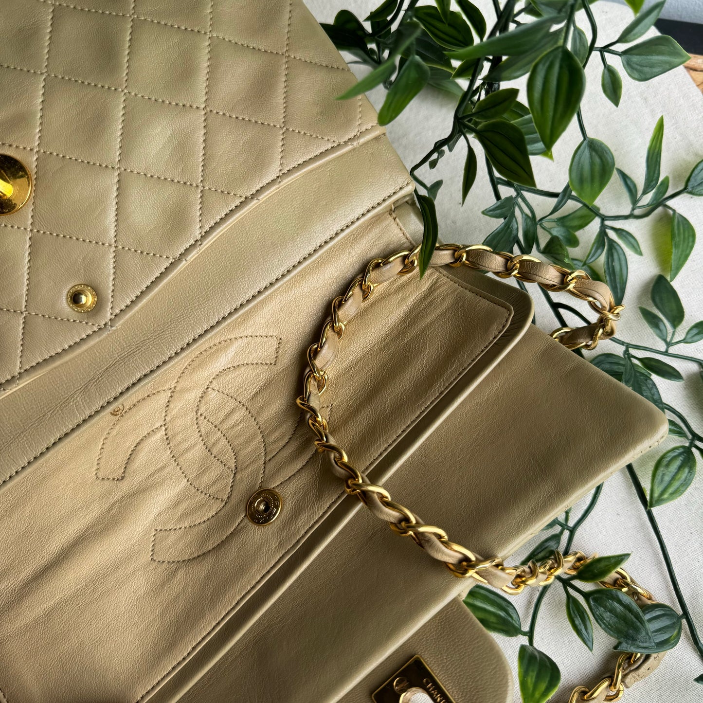 Chanel 1986 Beige Classic Double Flap Small