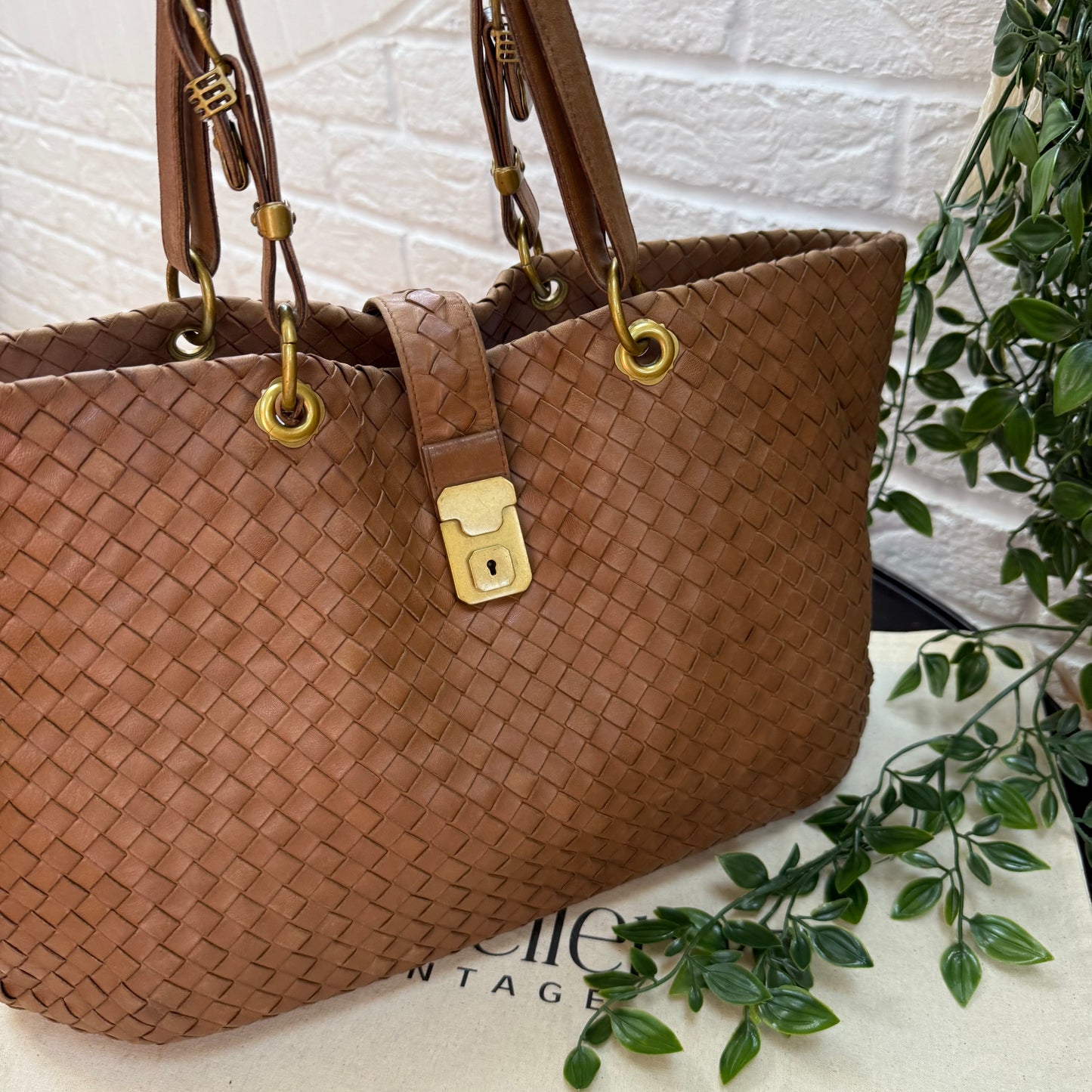 Bottega Veneta 1990s Tan Intrecciato Tote
