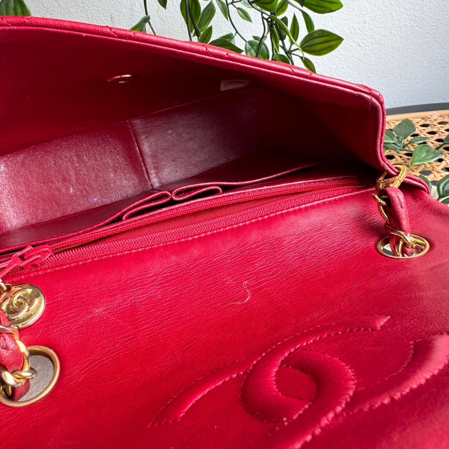 Chanel 1989 Red Classic Square Single Flap Medium