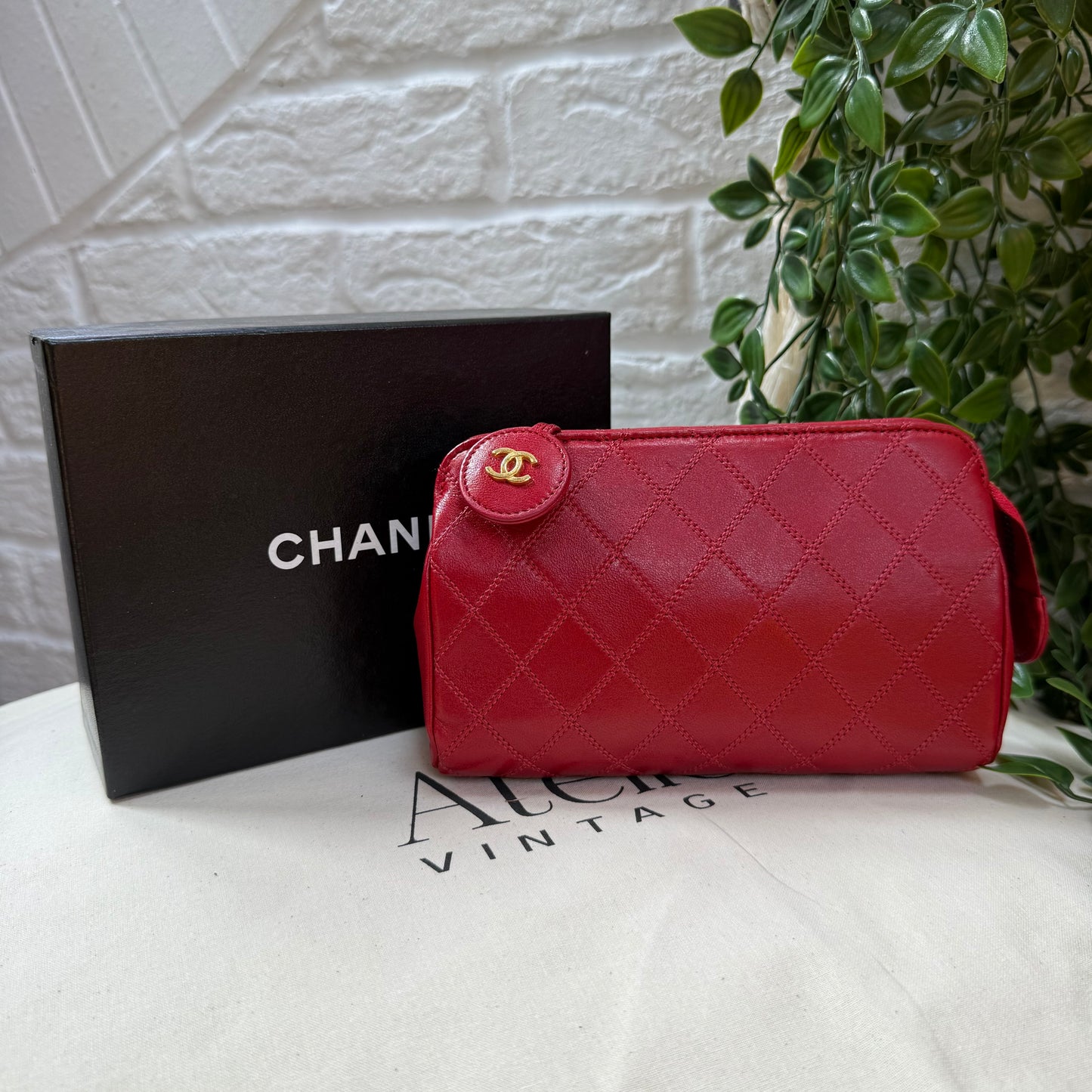 Chanel 1989 Quilted Pouch with CC Charm zip pull