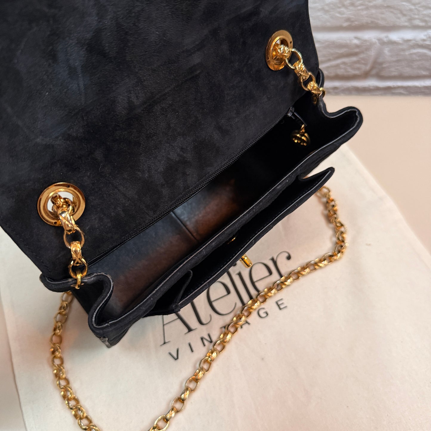 Chanel 1980s Ultra Rare Limited Edition Bijoux Chain in Black Suede and 24k Hold Hardware