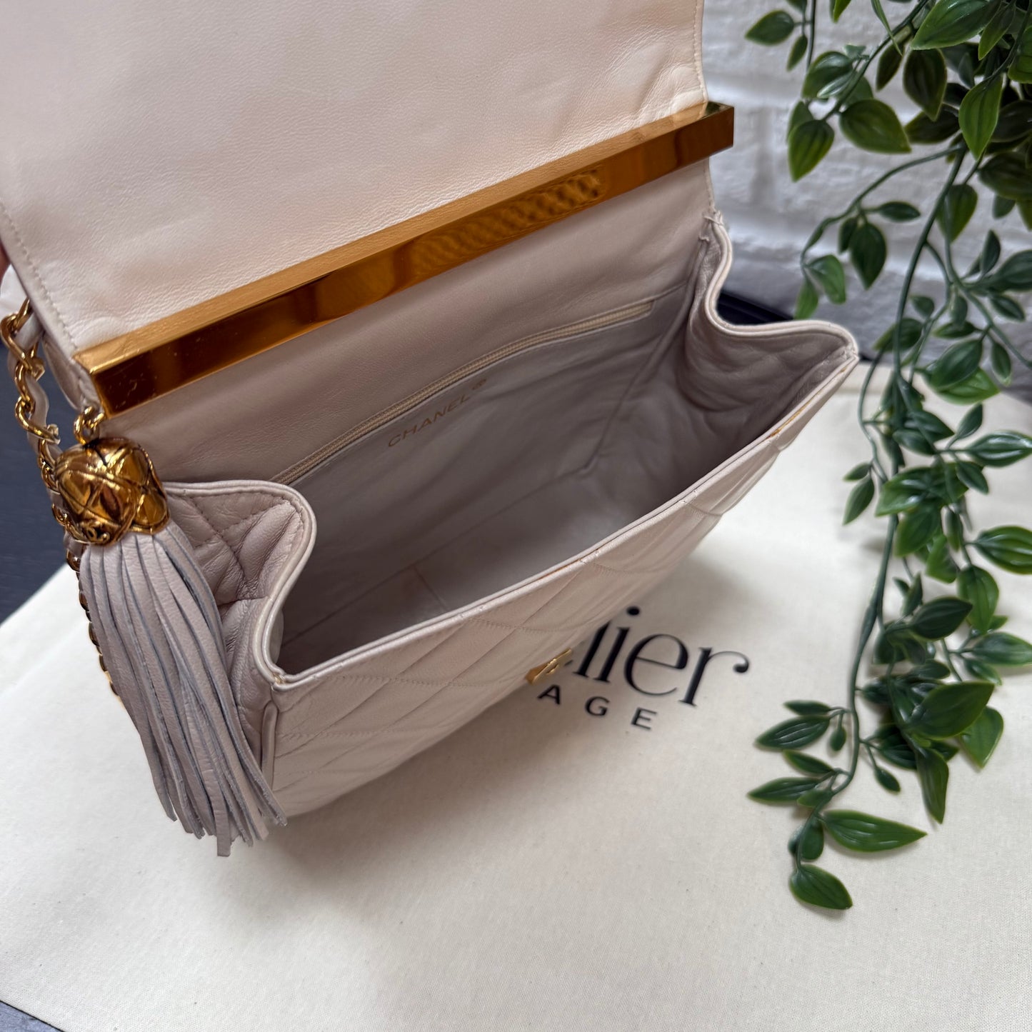 Chanel 1989 Rare Ivory Tassel Envelope Flap