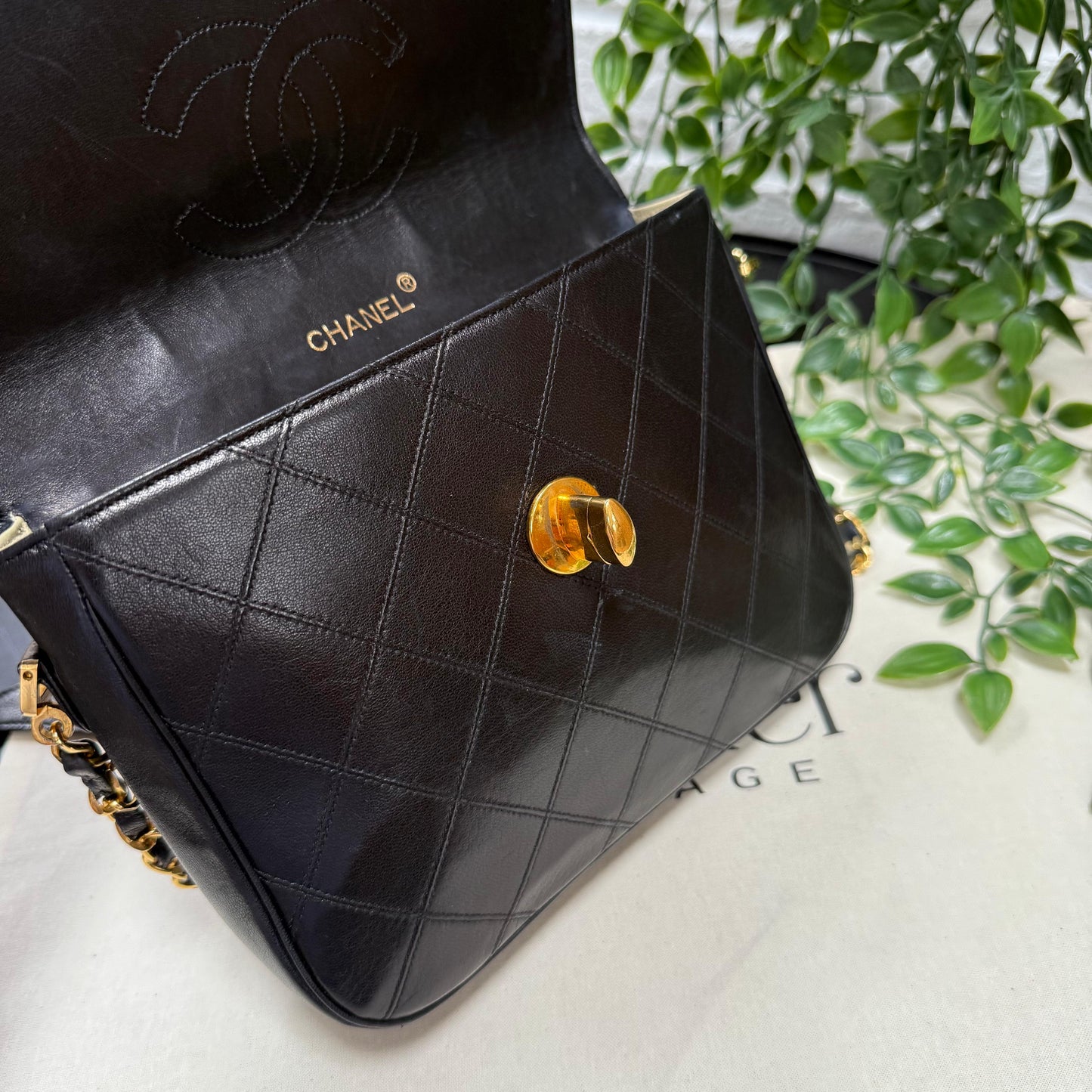 Chanel Jumbo CC Clasp Black Lambskin Cross Body