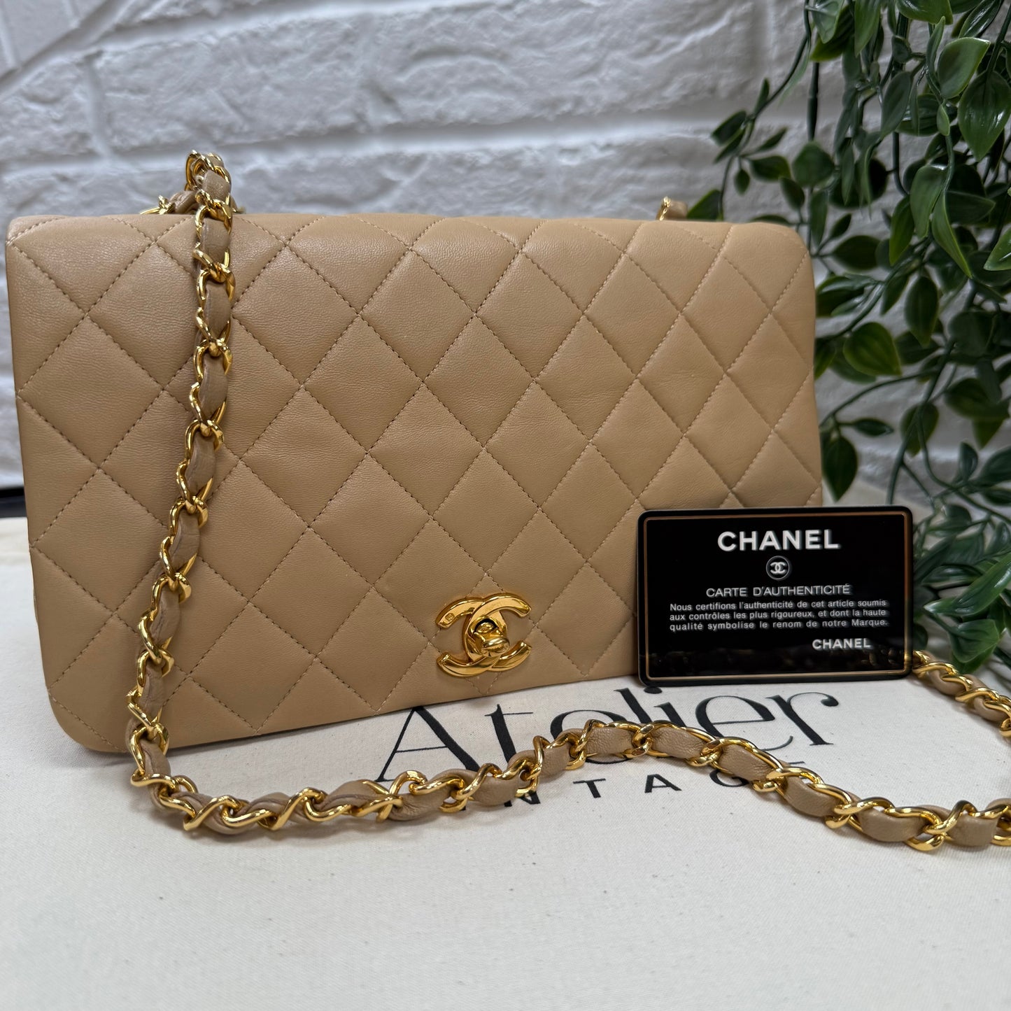 Chanel 1989 Rare Dark Beige Full Flap
