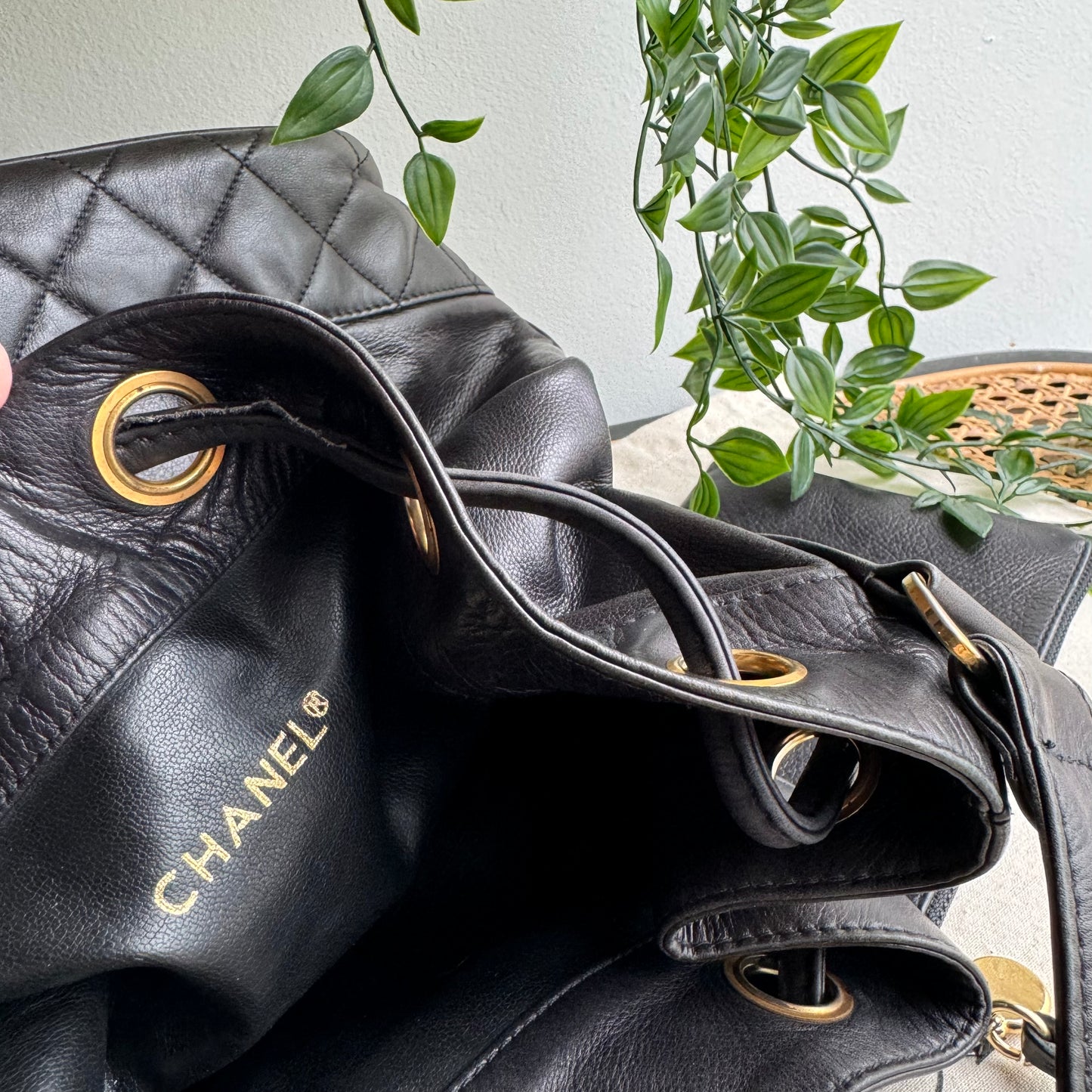 Chanel 1989 Vintage Bucket Bag with Pouch