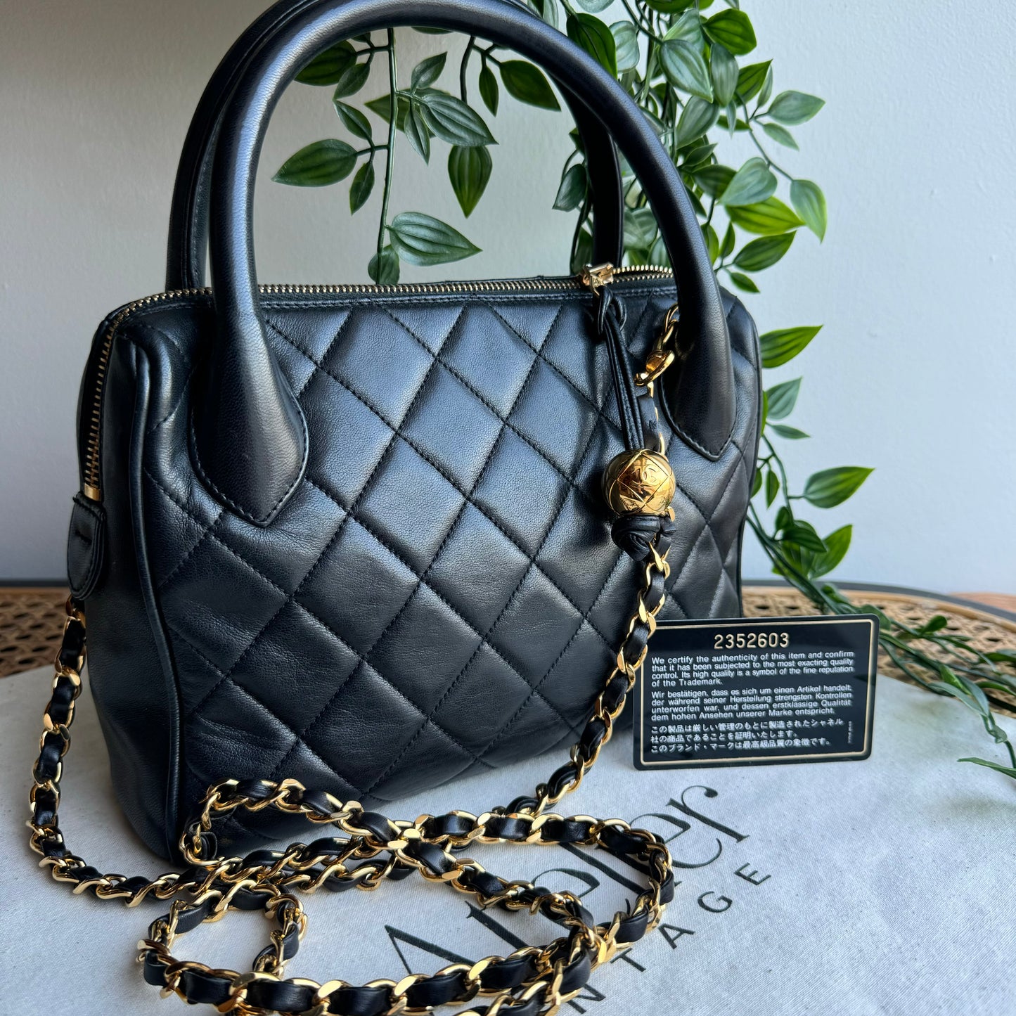 Chanel 1991 Quilted Lambskin Top Handle Two Way Bag