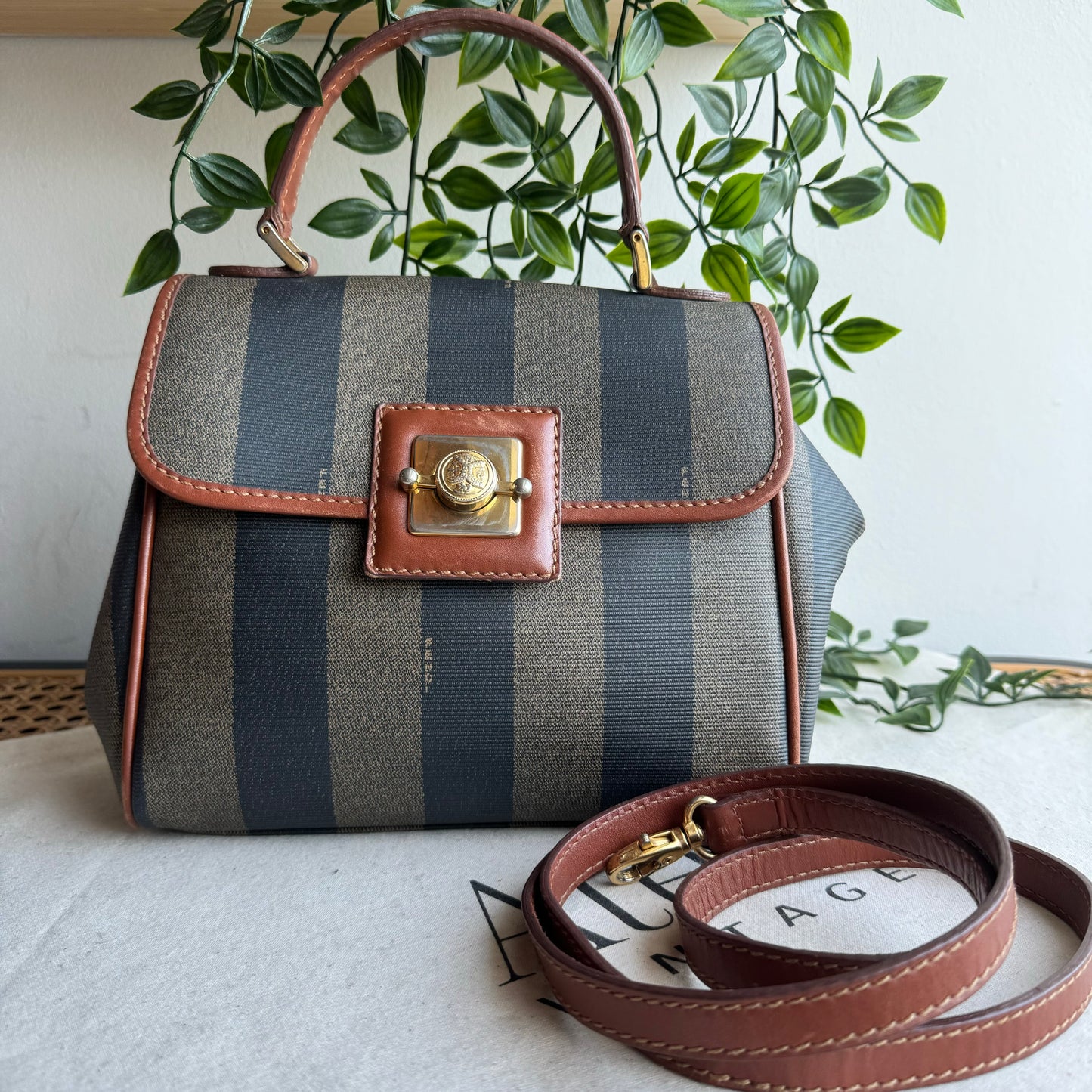 Fendi Vintage Pequin Two Way Bag