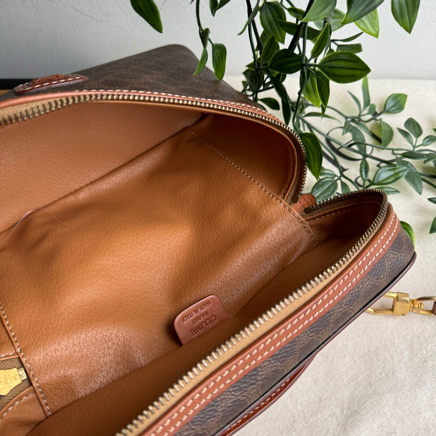 Celine Macadam Brown Two Way Shoulder Bag