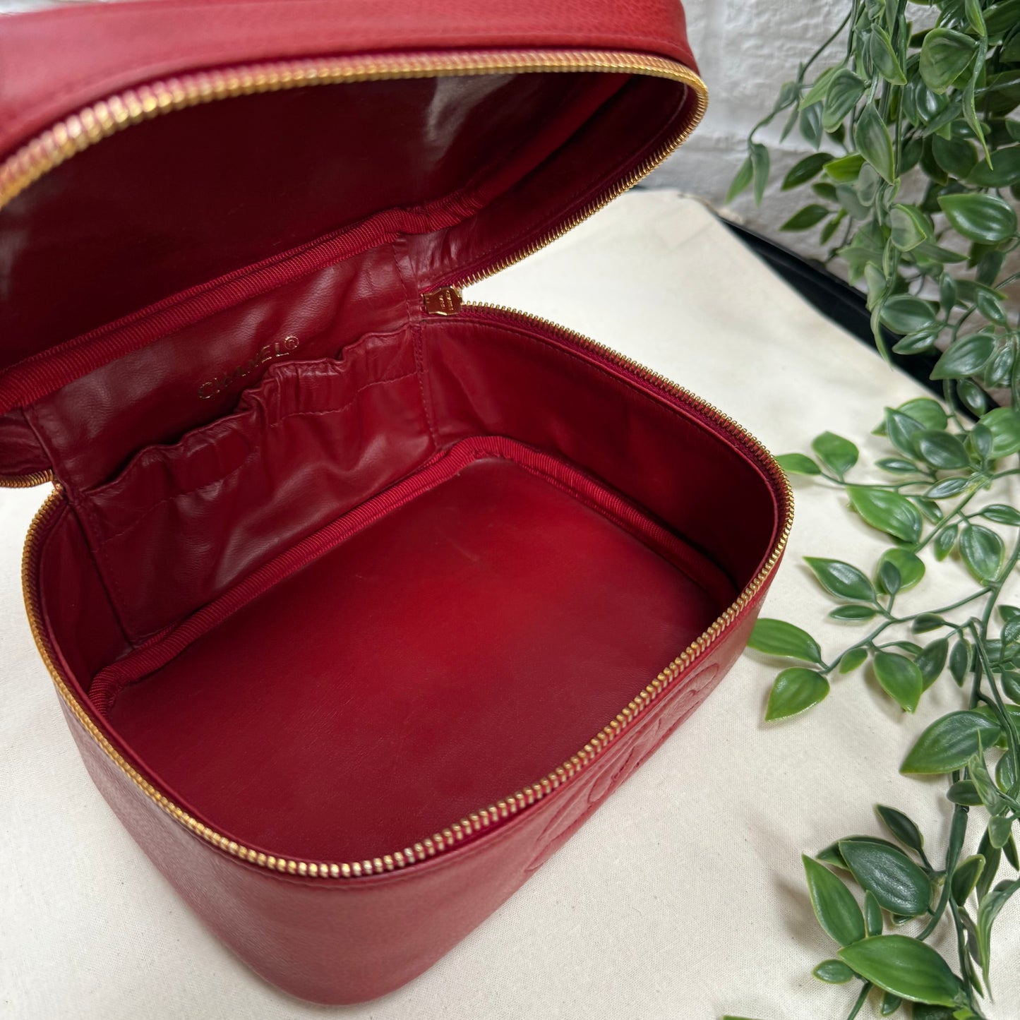 Chanel 1993 Red Caviar Top Handle Vanity