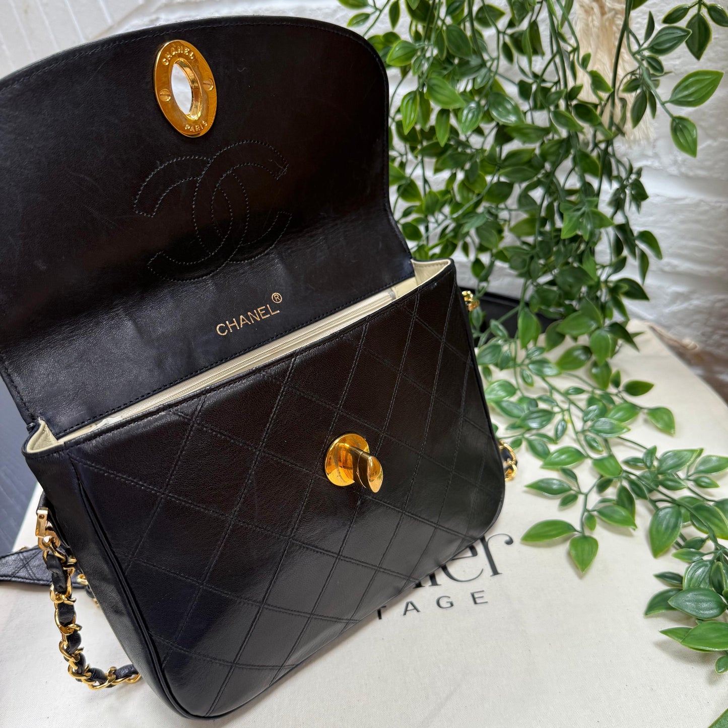 Chanel Jumbo CC Clasp Black Lambskin Cross Body