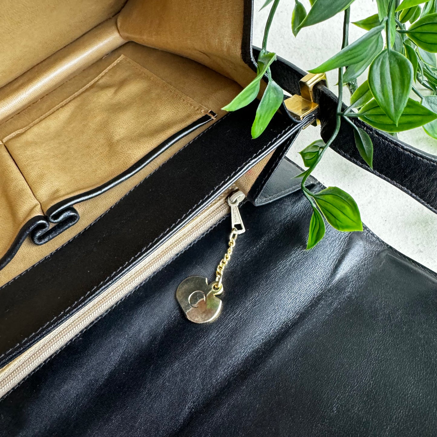 Celine Vintage Black Horse Carriage Shoulder Bag