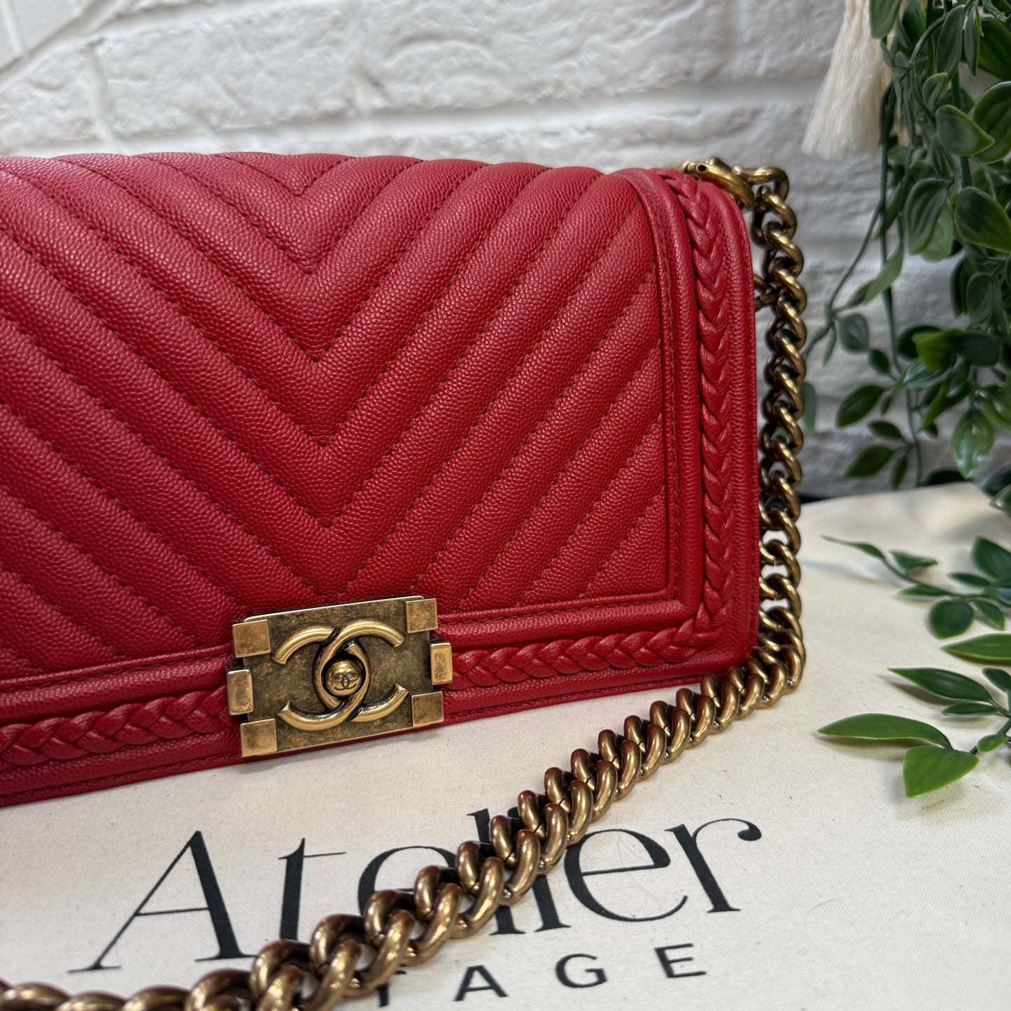 Chanel 2018 Rare Le Boy Caviar Leather Chevron & Braided Trim
