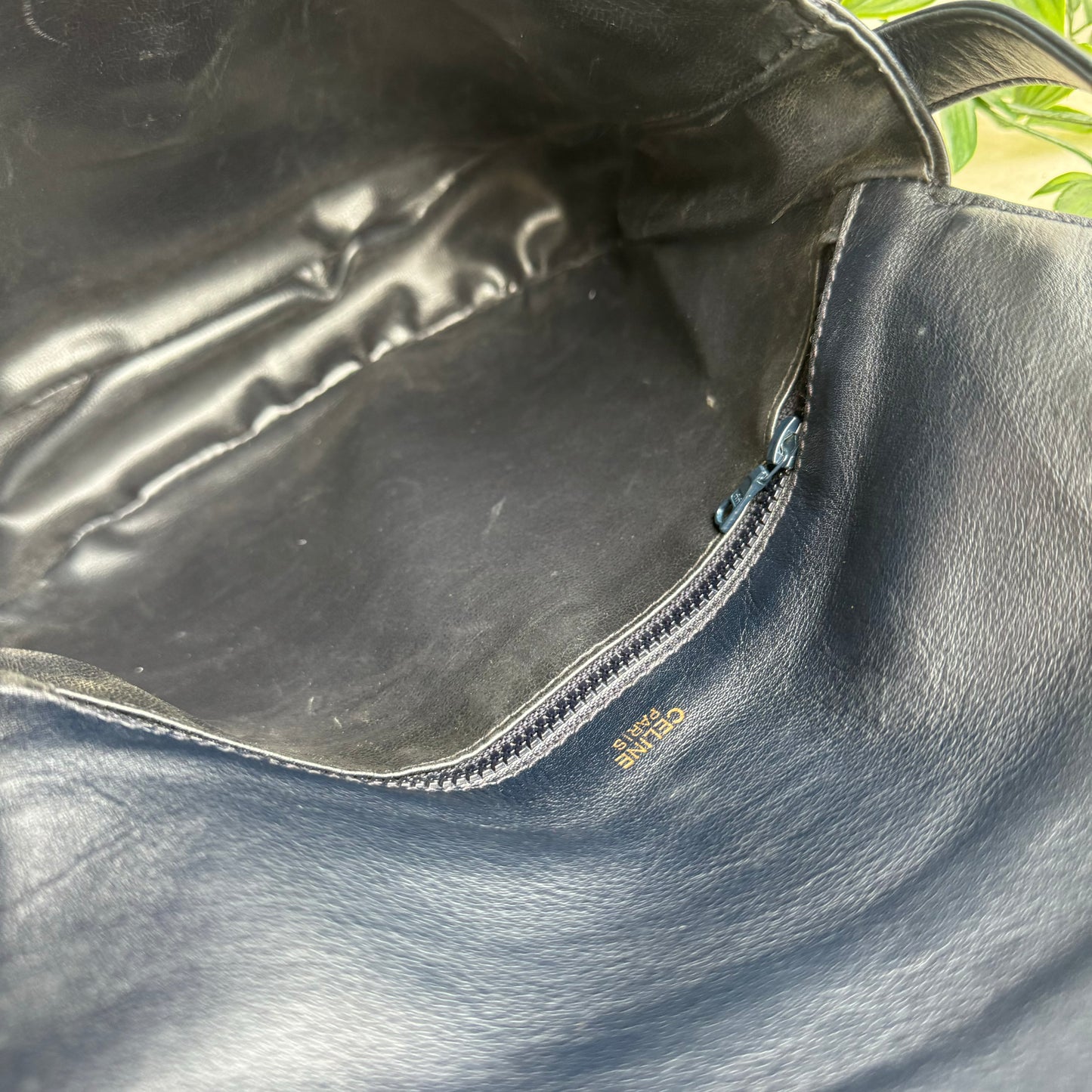 Celine 1990s Vintage Navy Triomphe Cross Body Bag