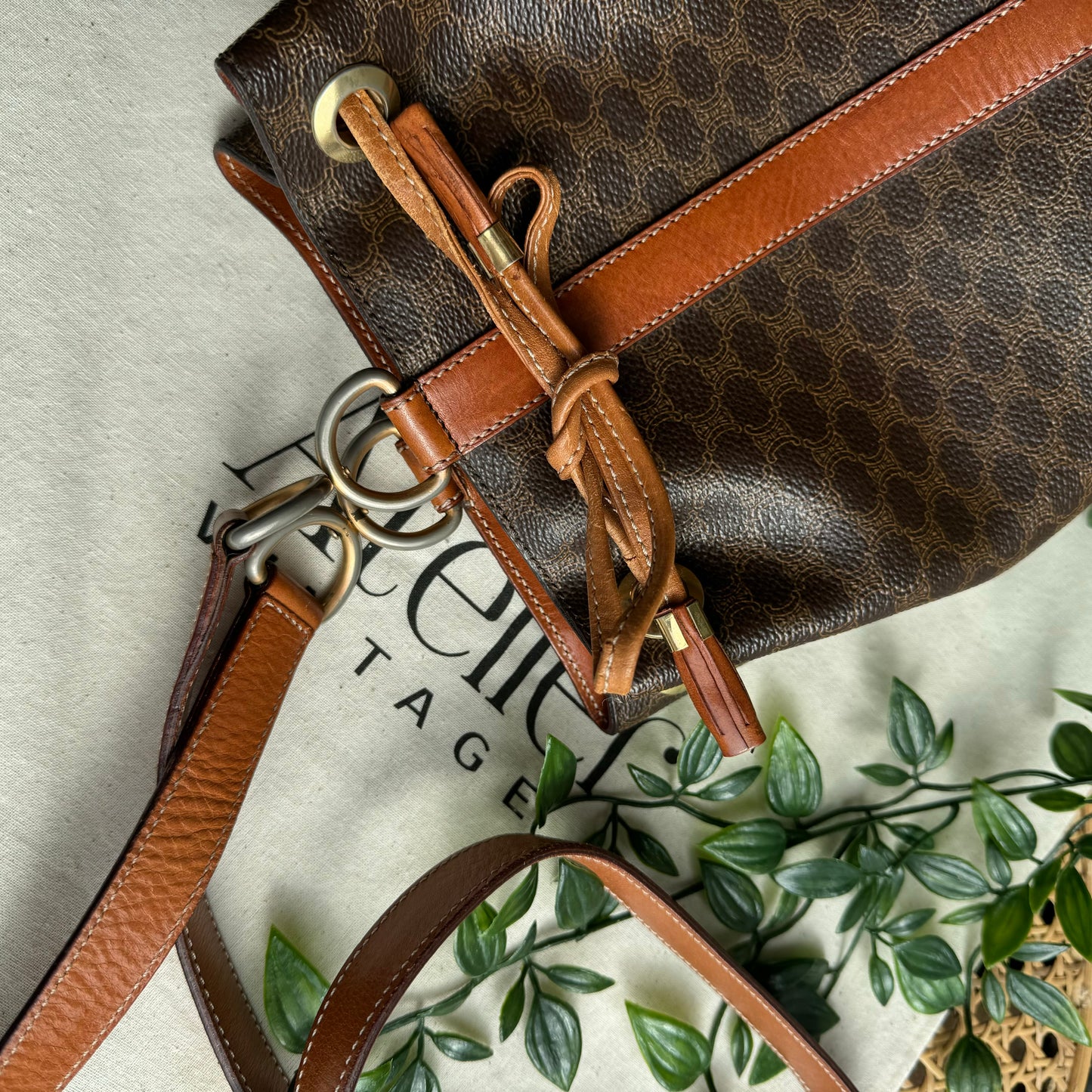 Celine 1980s Macadam Bucket Bag