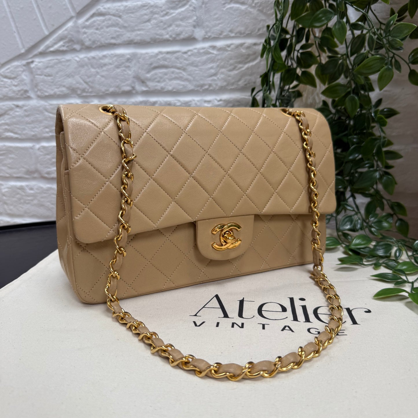 Chanel Rare 1989 Dark Beige Classic Double Flap Medium