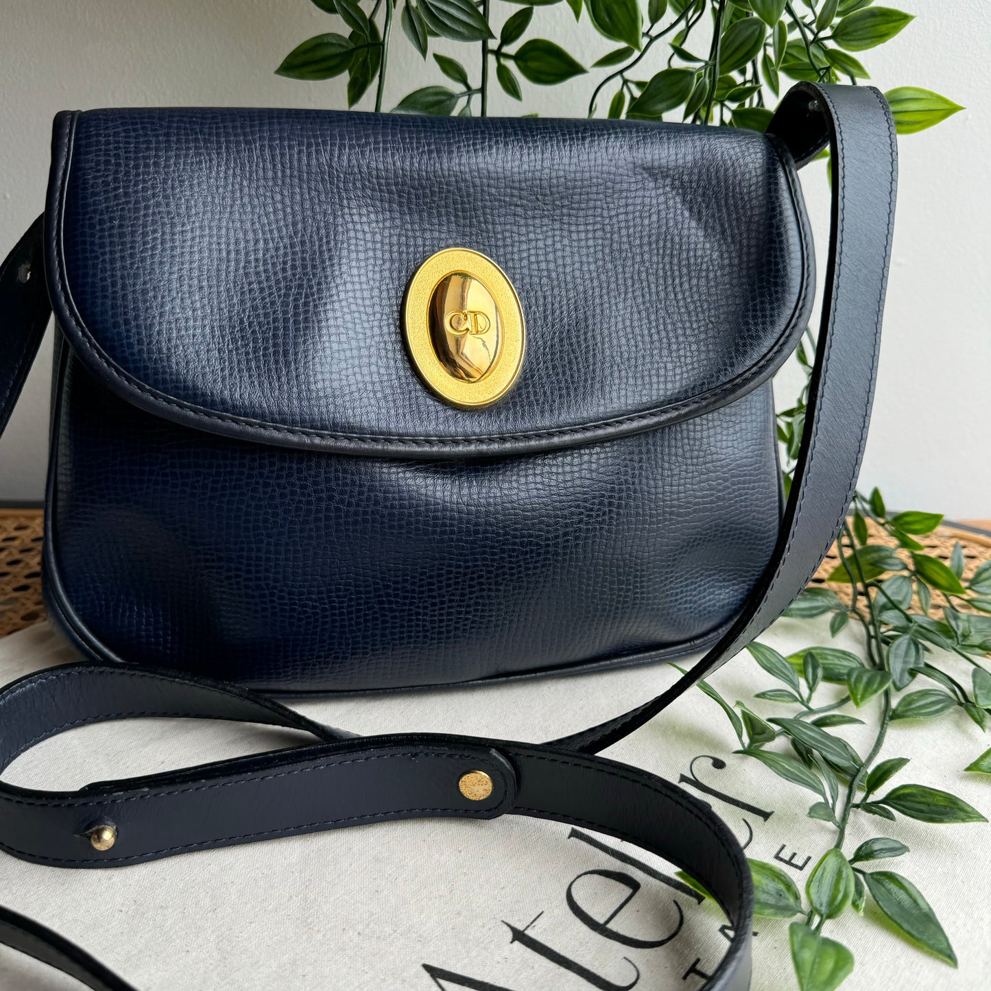 Dior 1980s Navy CD Closure Two Way Bag
