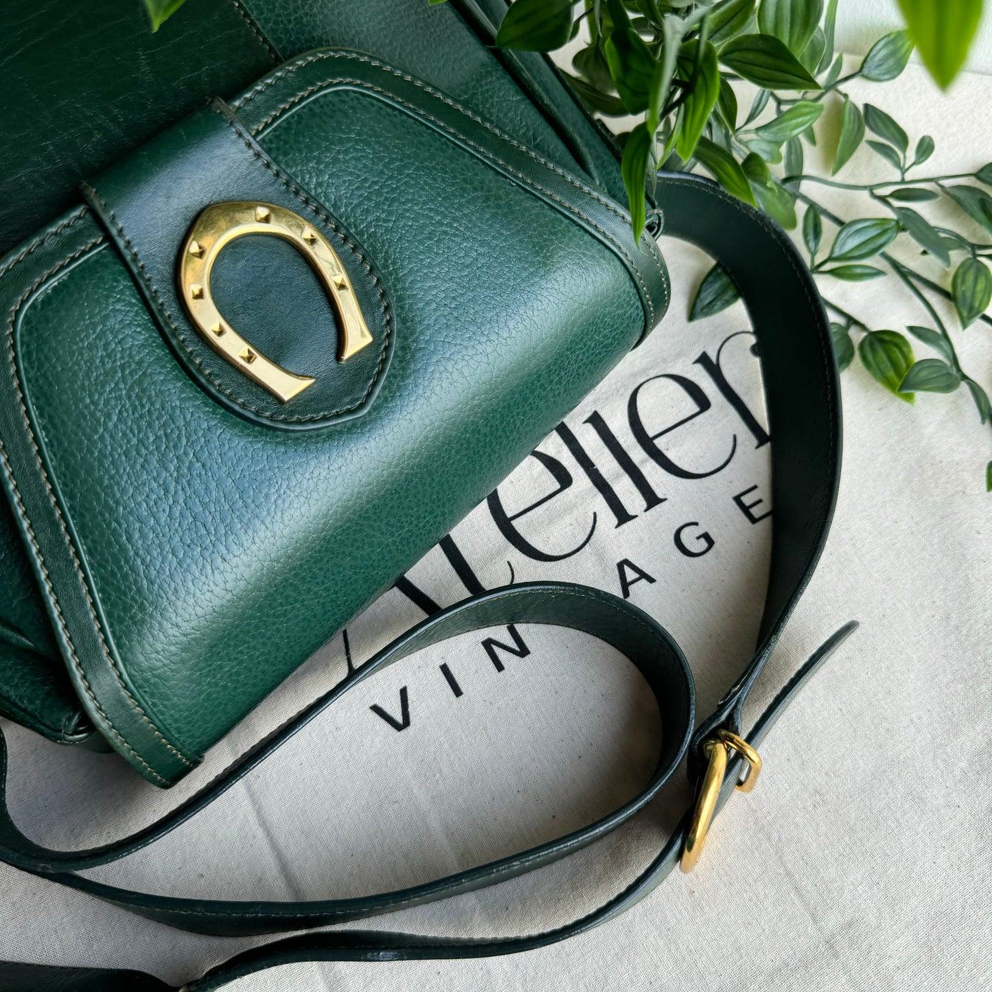 Gucci 1980s Emerald Horse Shoe Cross Body
