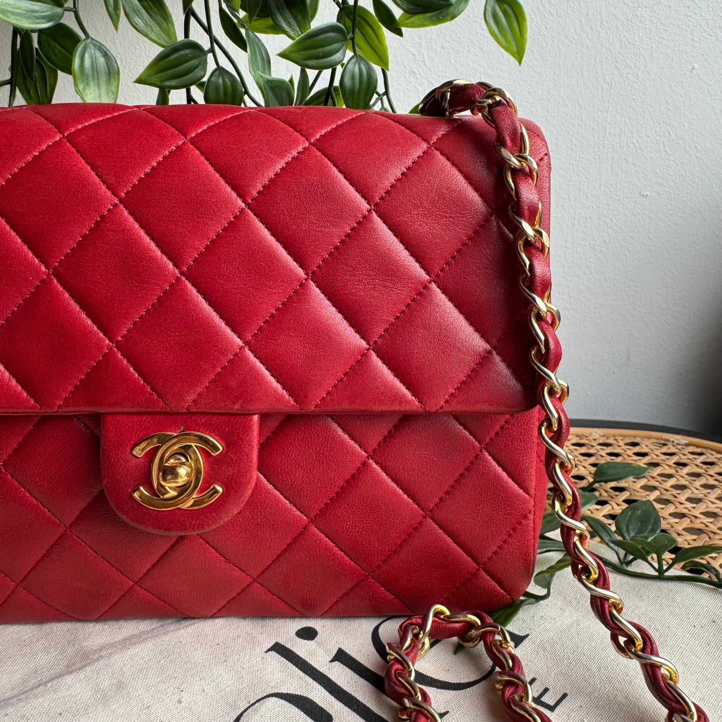 Chanel 1989 Red Classic Square Single Flap Medium