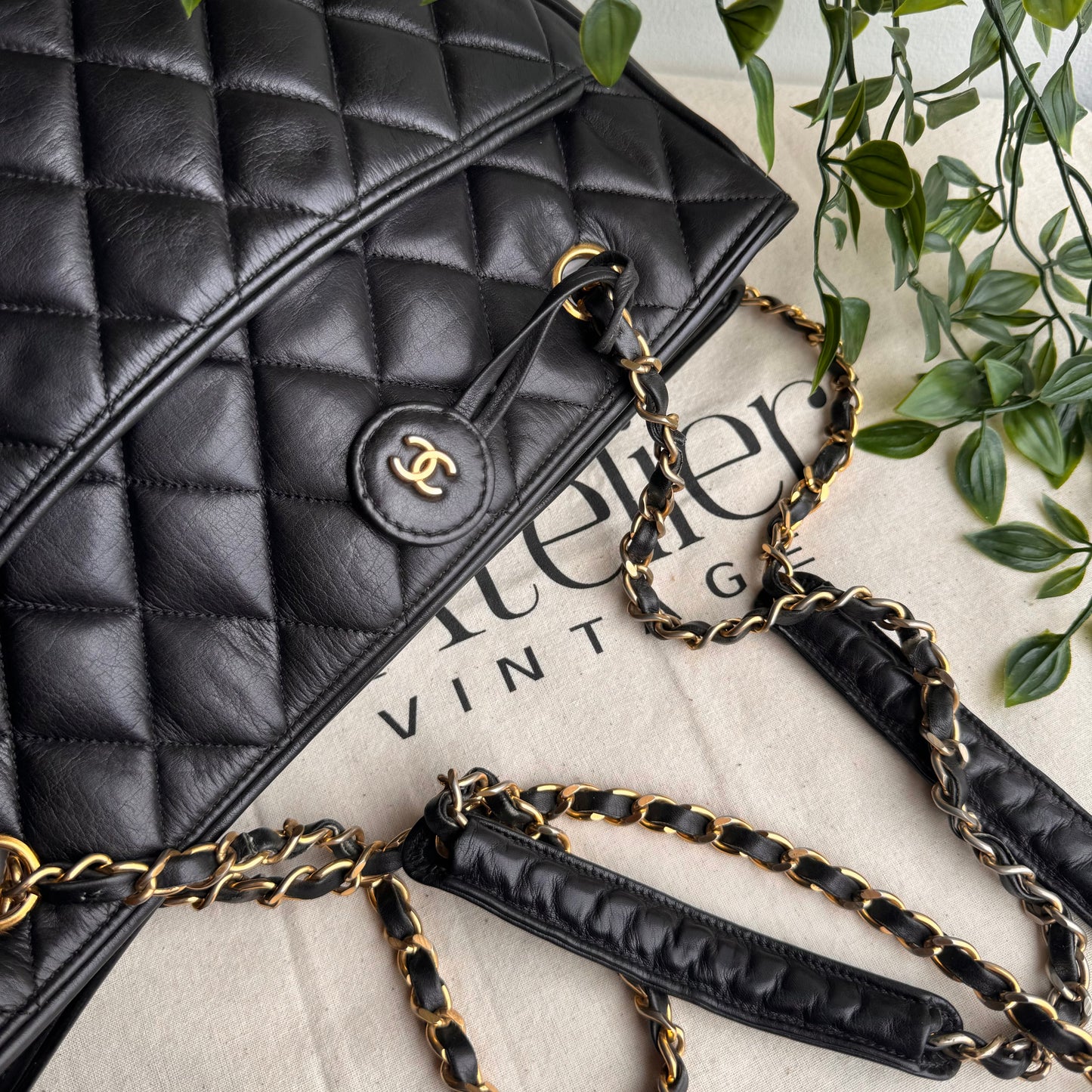 Chanel 1986 Quilted Lambskin CC Charm Tote