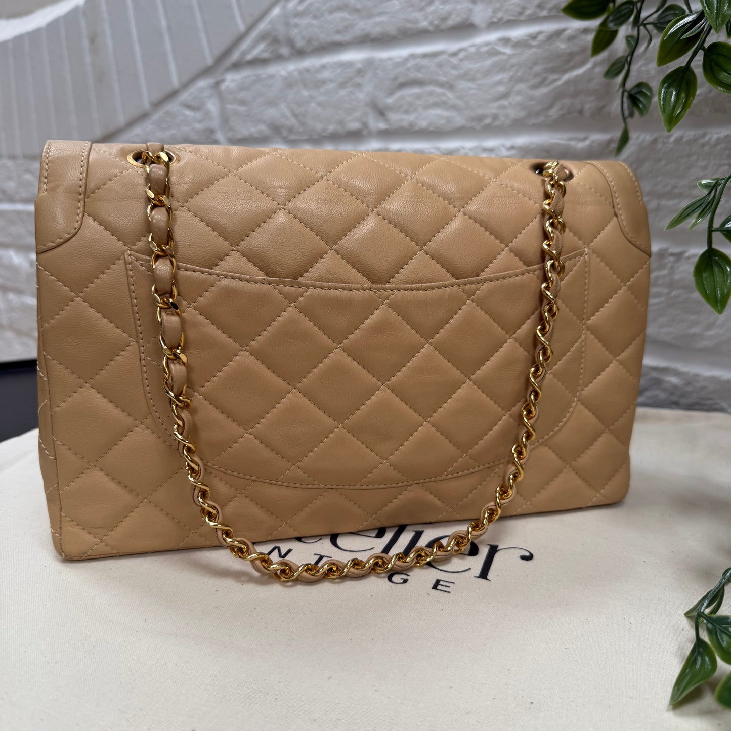 Chanel 1991 Dark Beige Paris Limited Edition Double Flap Medium