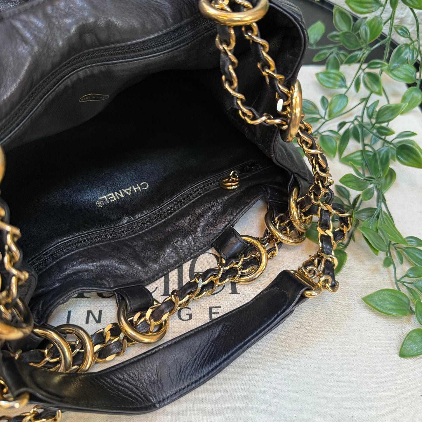 Chanel 1991 deep quilted limited edition CC ring Bucket Bag