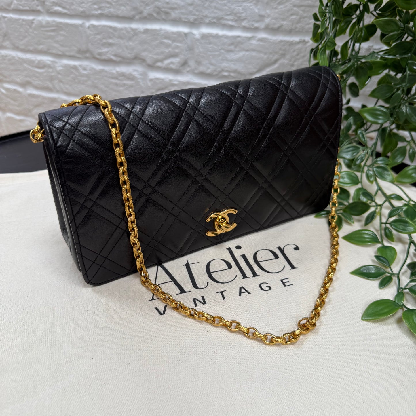 Chanel Rare 1986 Double Diamond Quilted Bijoux Chain Classic Rectangle