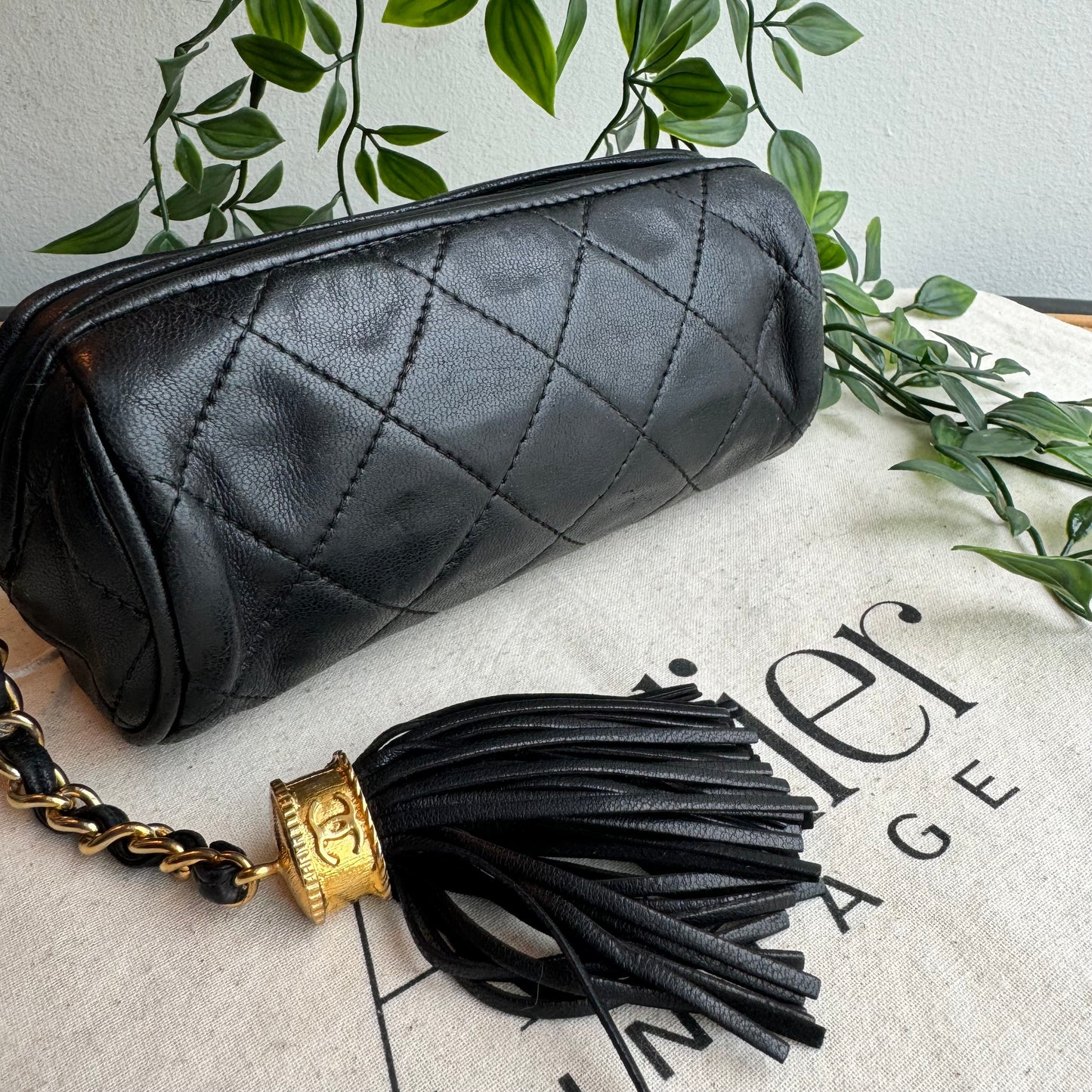 Chanel early 1990s Lambskin Tassel Pouch