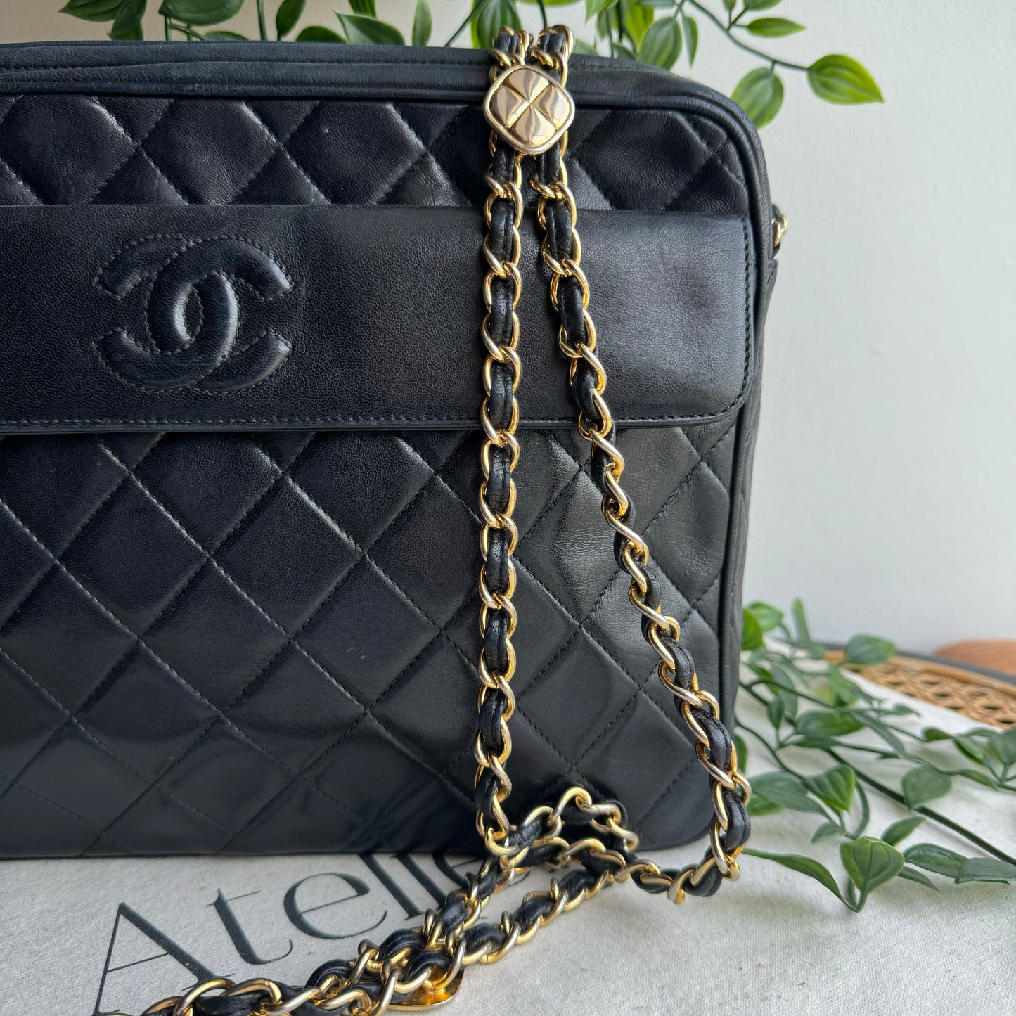 Chanel 1989 Double Chain Camera Bag Tote
