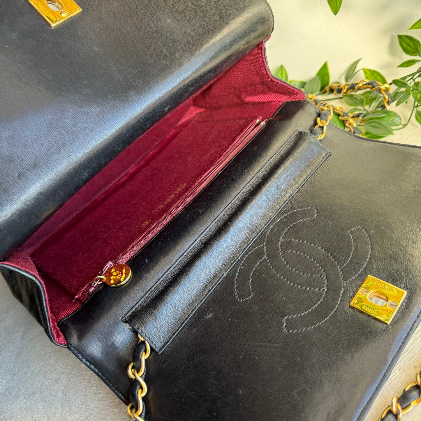 Chanel 1980s Half Moon Double Flap Shoulder Bag