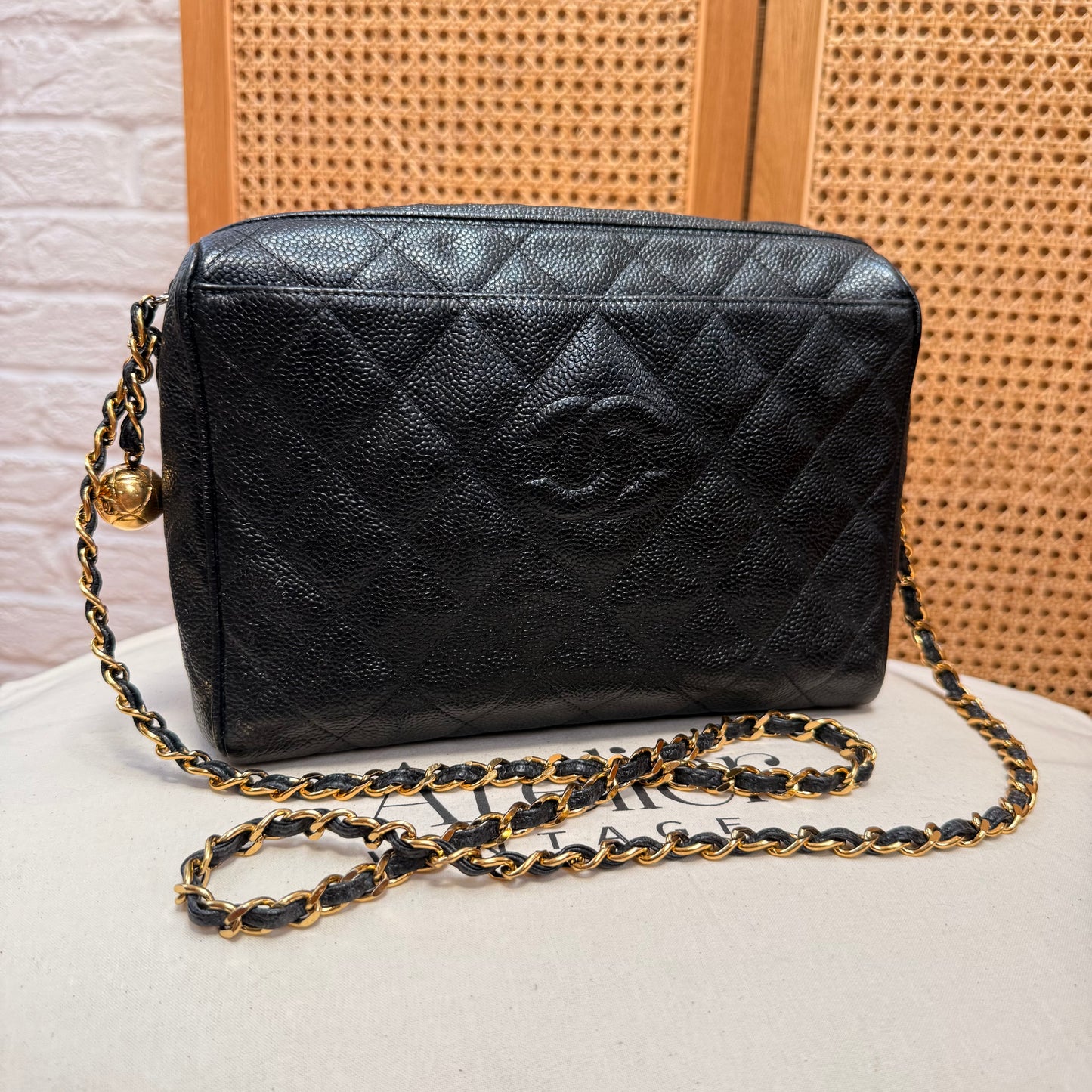 Chanel 1994 Rare Caviar Camera Bag with CC Charm