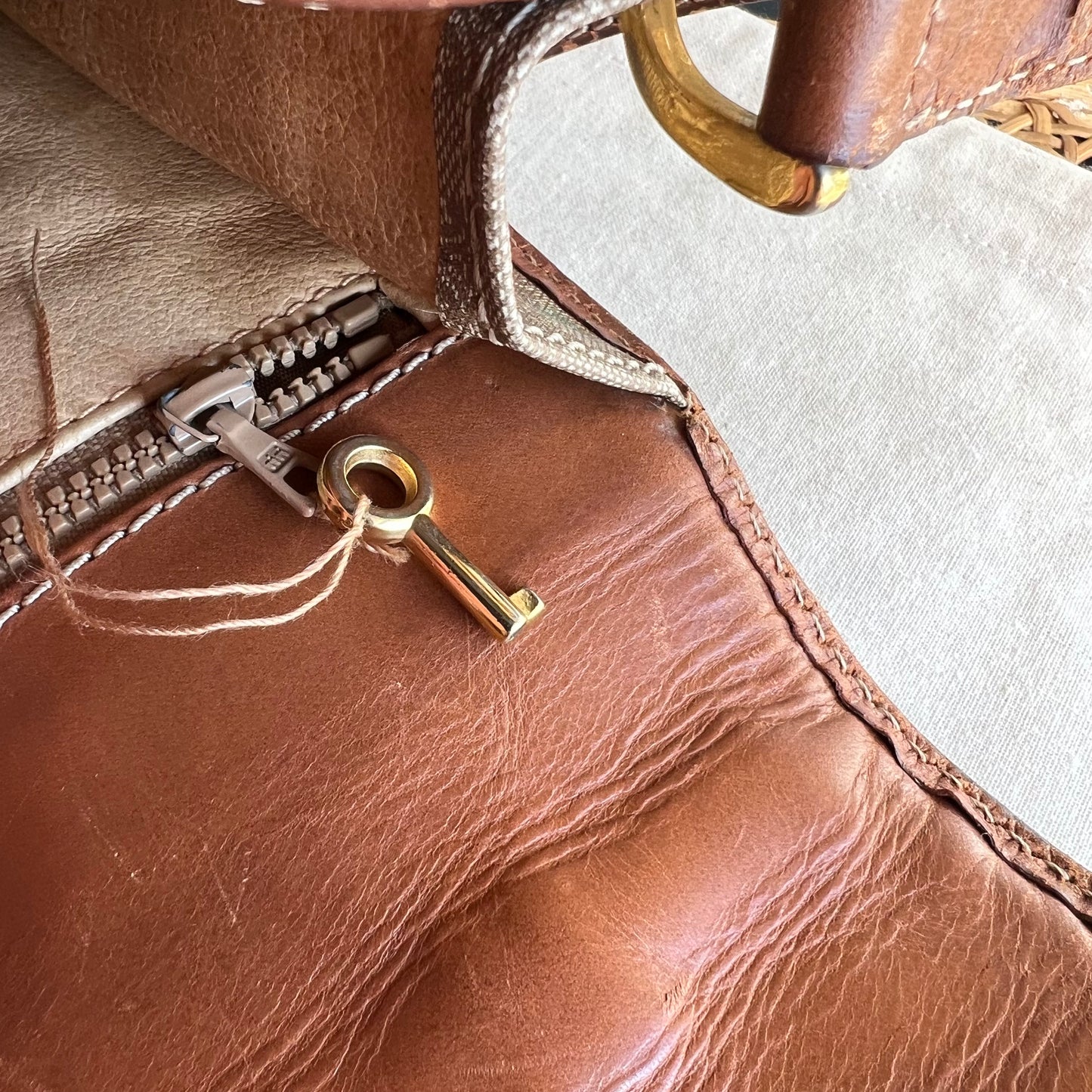 Celine Vintage Macadam Beige Shoulder Bag