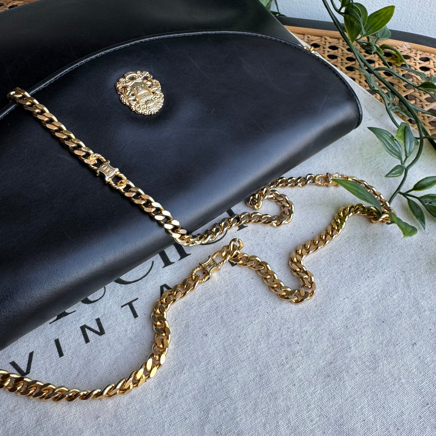 Celine Vintage Triomph Chain Strap Two Way Bag