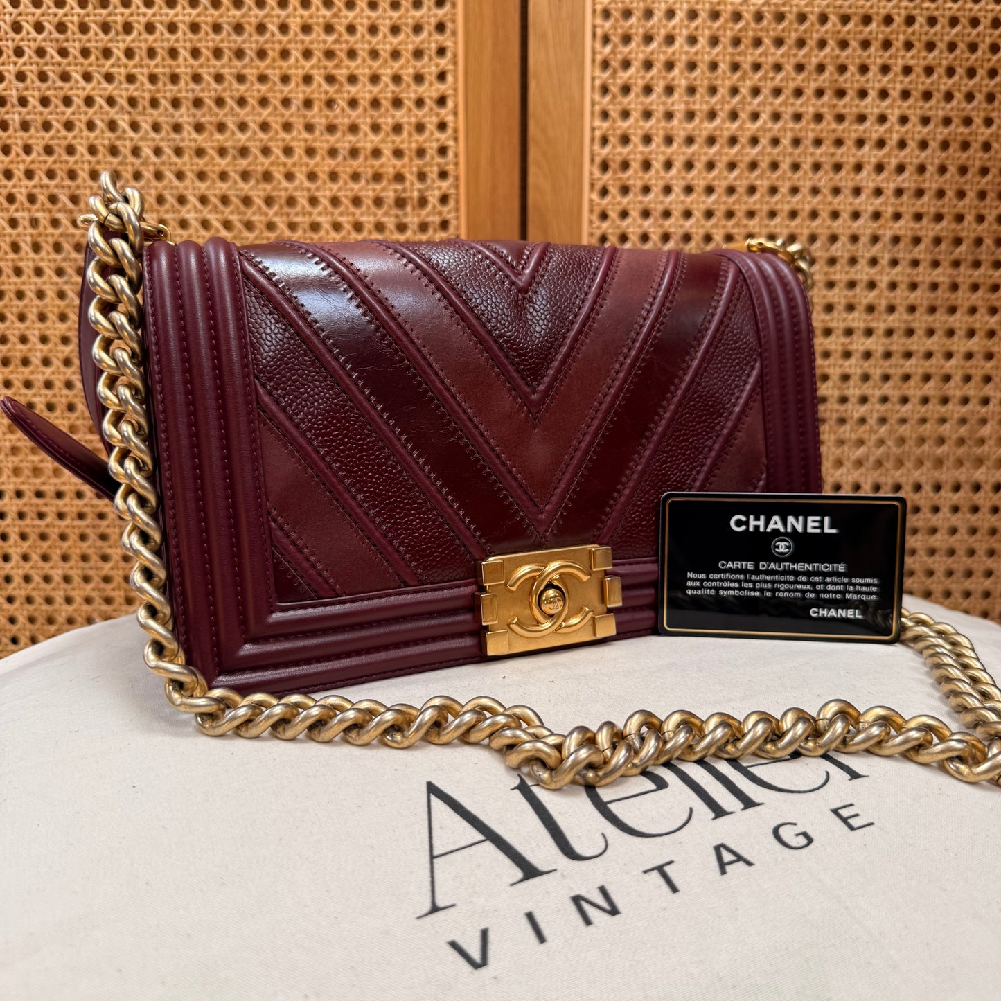 Chanel Rare 2016 Bordeaux Le Boy in Caviar mix
