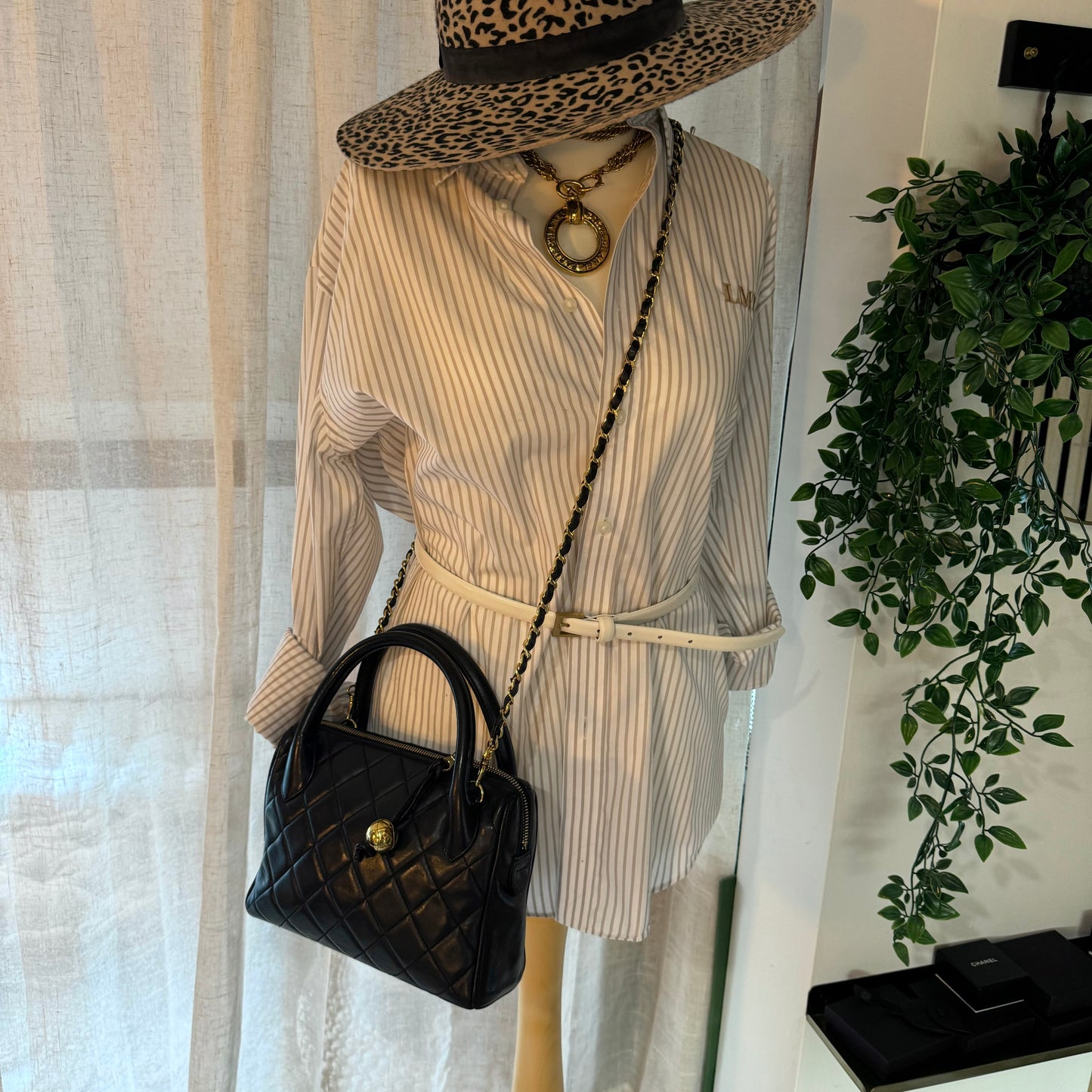 Chanel 1991 Quilted Lambskin Top Handle Two Way Bag