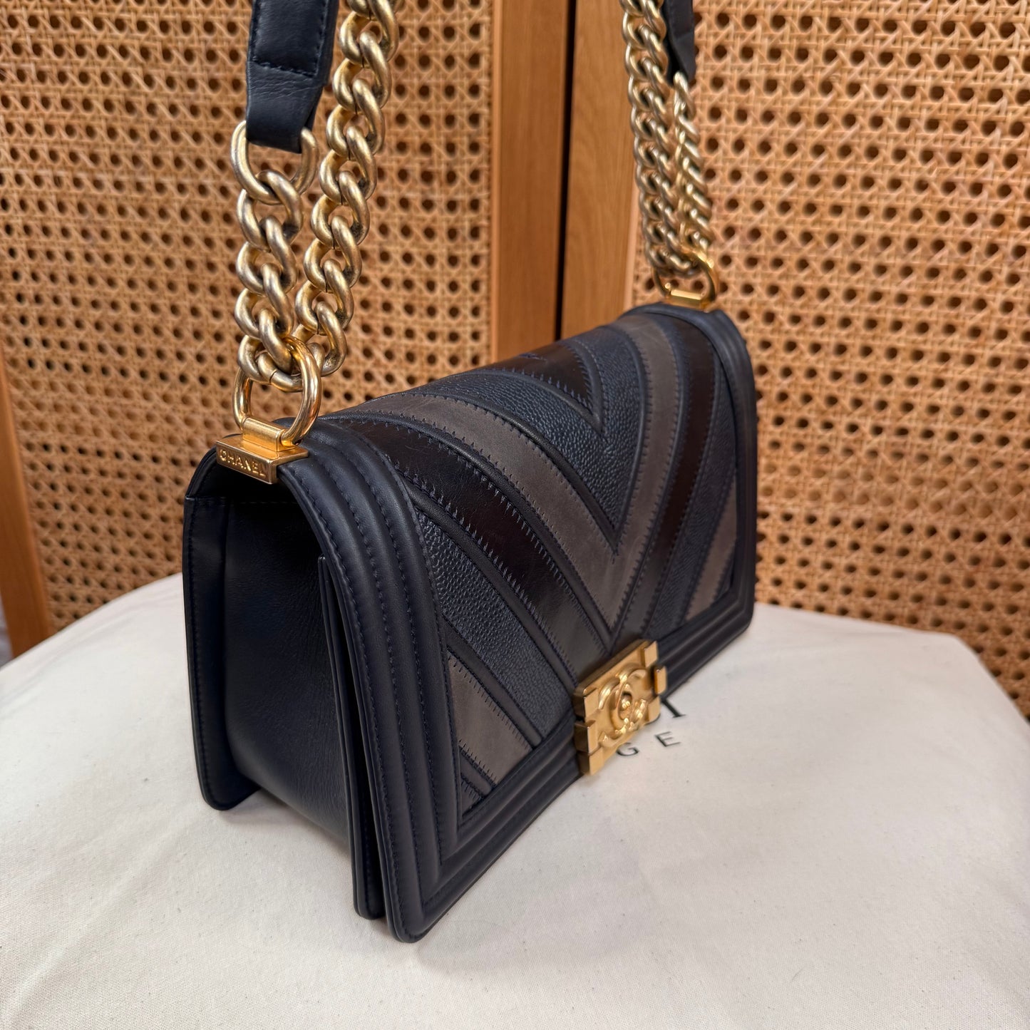 Chanel Rare 2016 Navy Le Boy in Caviar mix