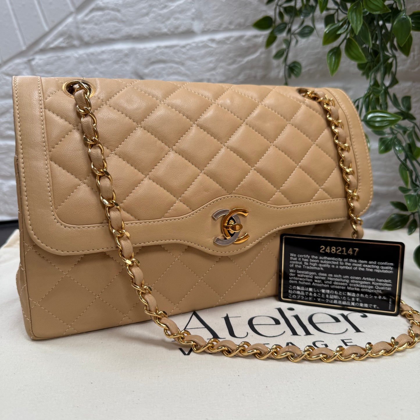 Chanel 1991 Dark Beige Paris Limited Edition Double Flap Medium