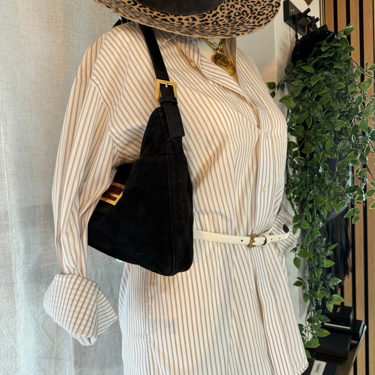 Fendi 1990s Suede & Gold Mamma Baguette