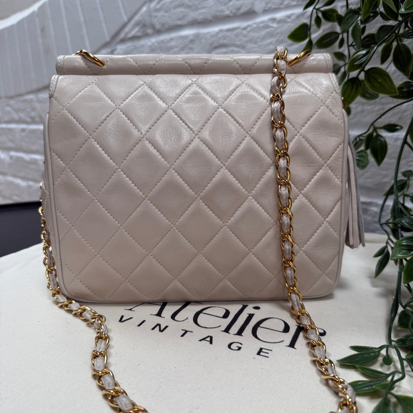 Chanel 1989 Rare Ivory Tassel Envelope Flap
