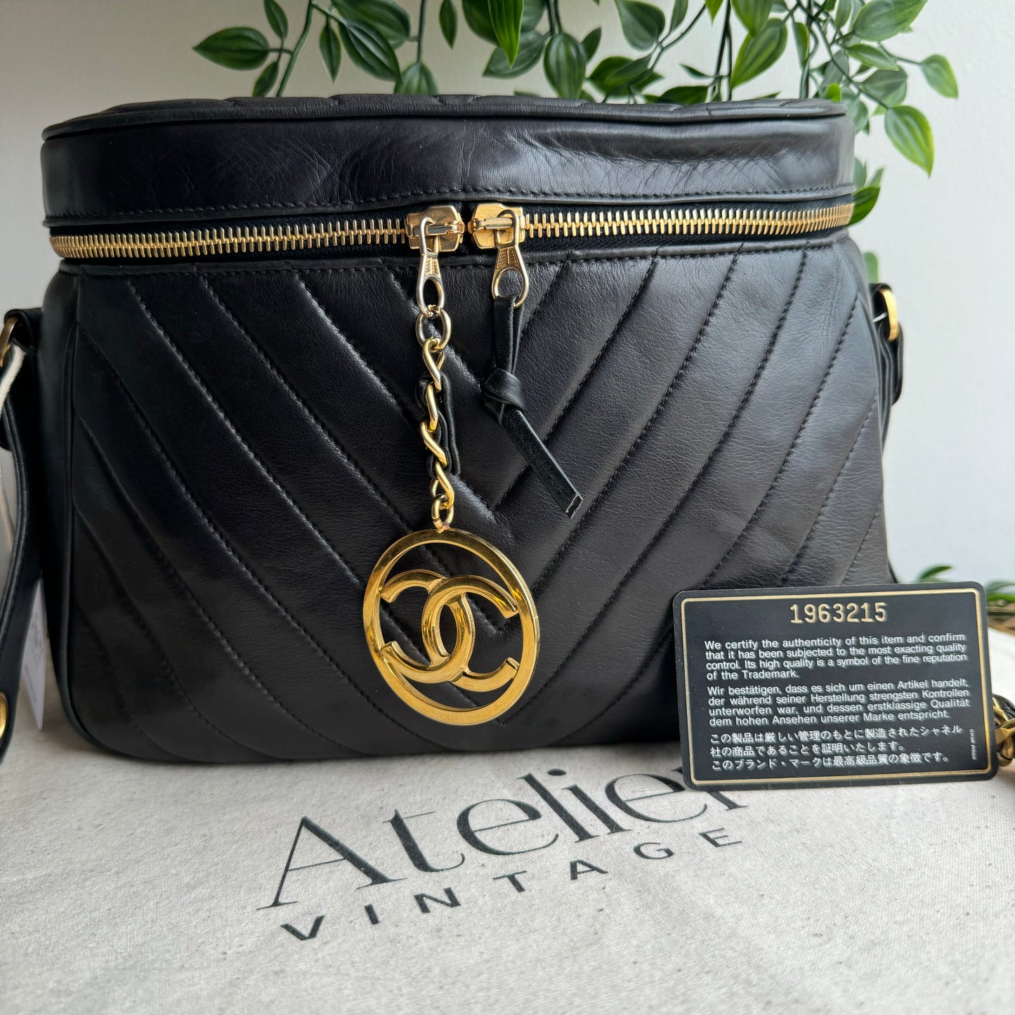 Chanel 1989 Chevron Quilted CC Charm Bag
